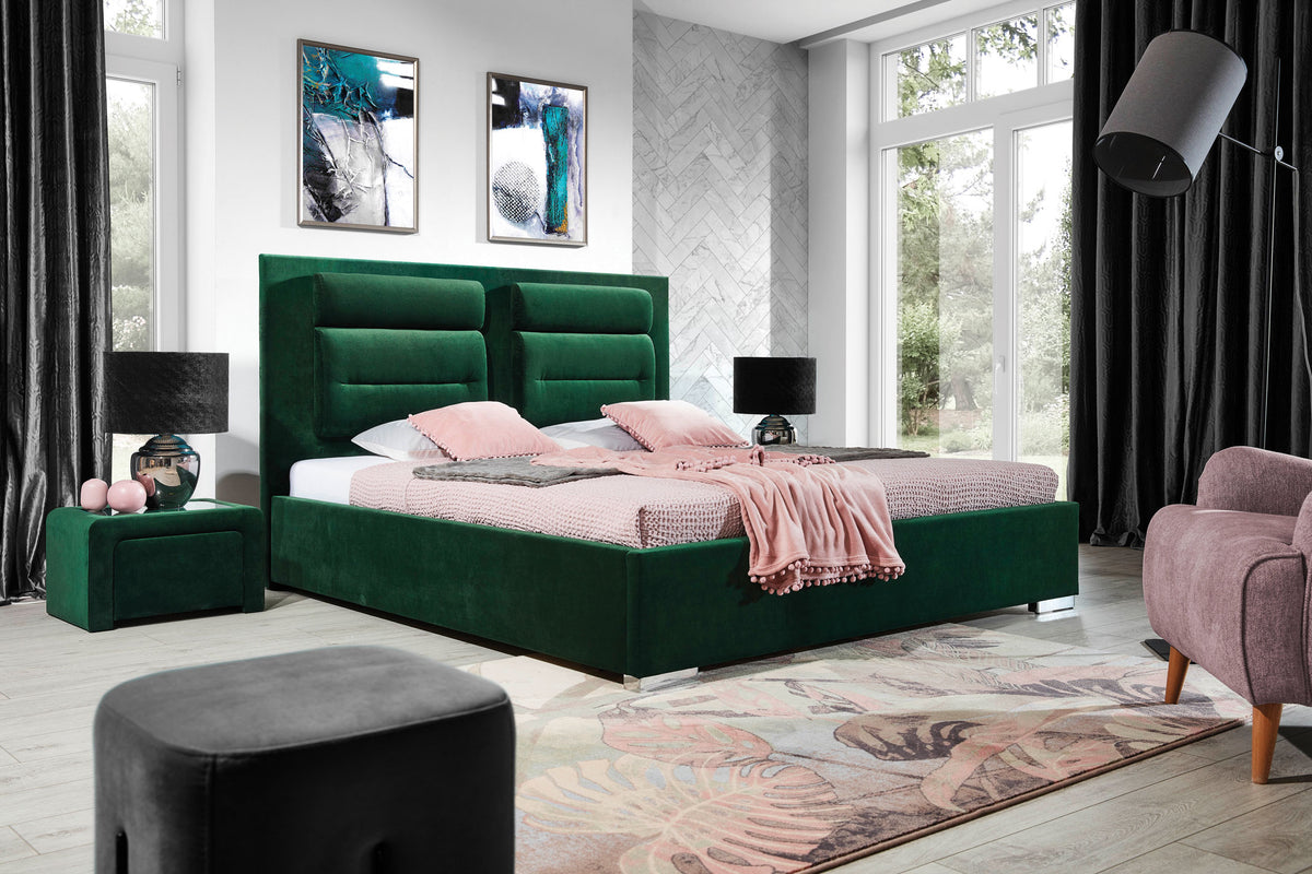 PORTO Upholstered Bed 140 / 160 / 180 / 200 cm – Adjustable Headboard