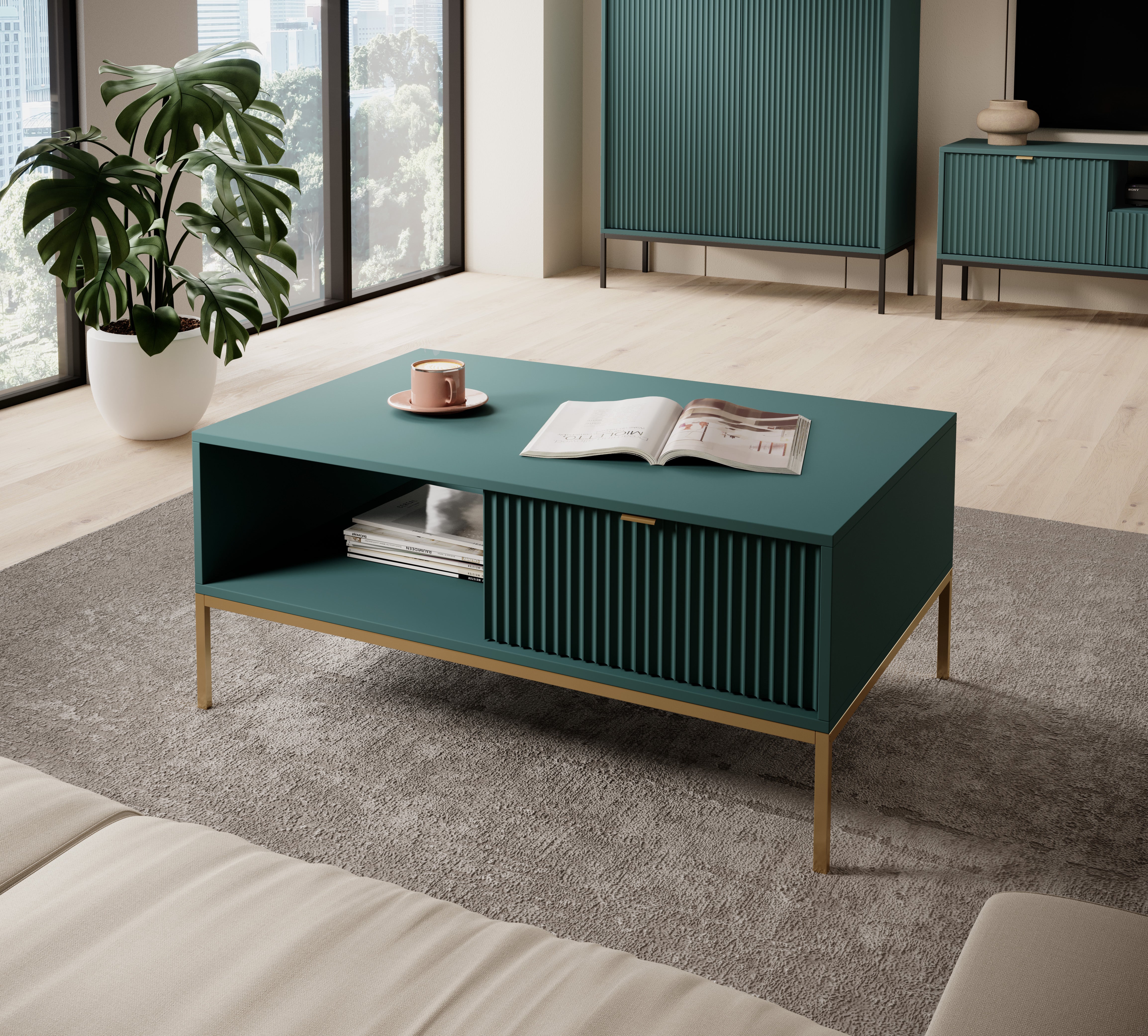 Nova Coffee Table Labrador Green- Modern Design and Practical Functionality