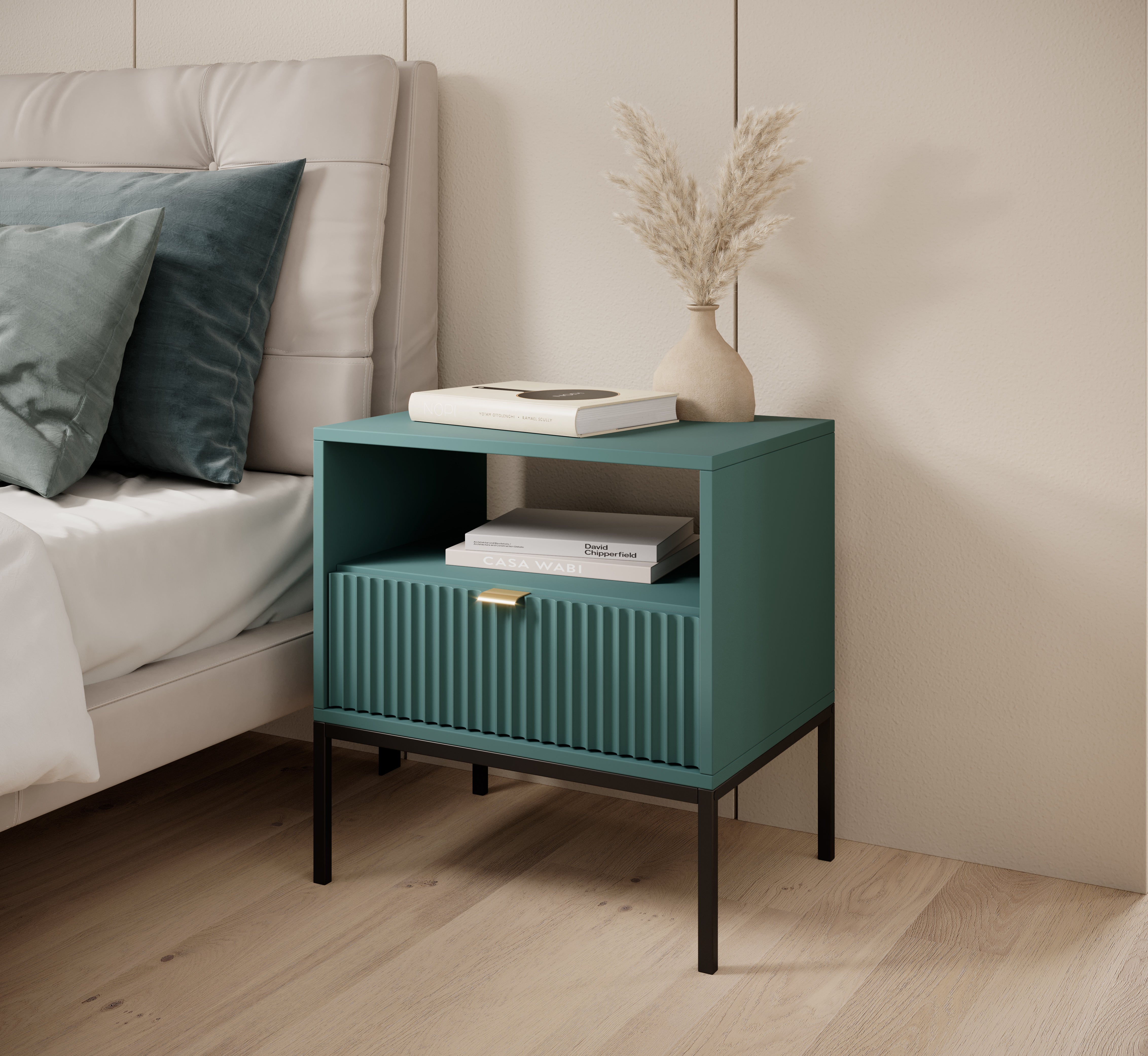 Nova Nightstand Labrador Green - Modern Elegance for Your Bedroom