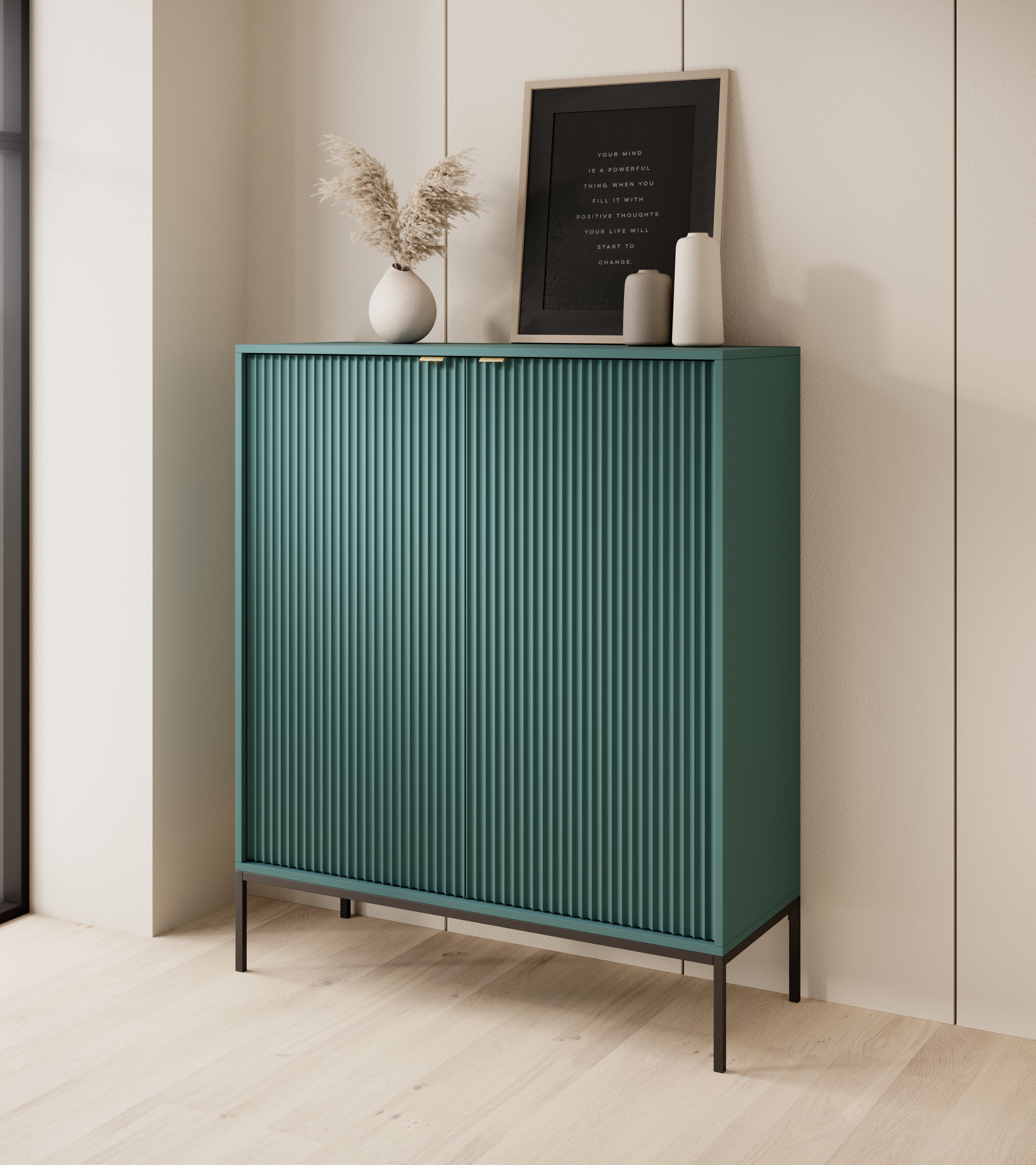 Nova Dresser Labrador Green - Modern Design with Two Push to Open Door