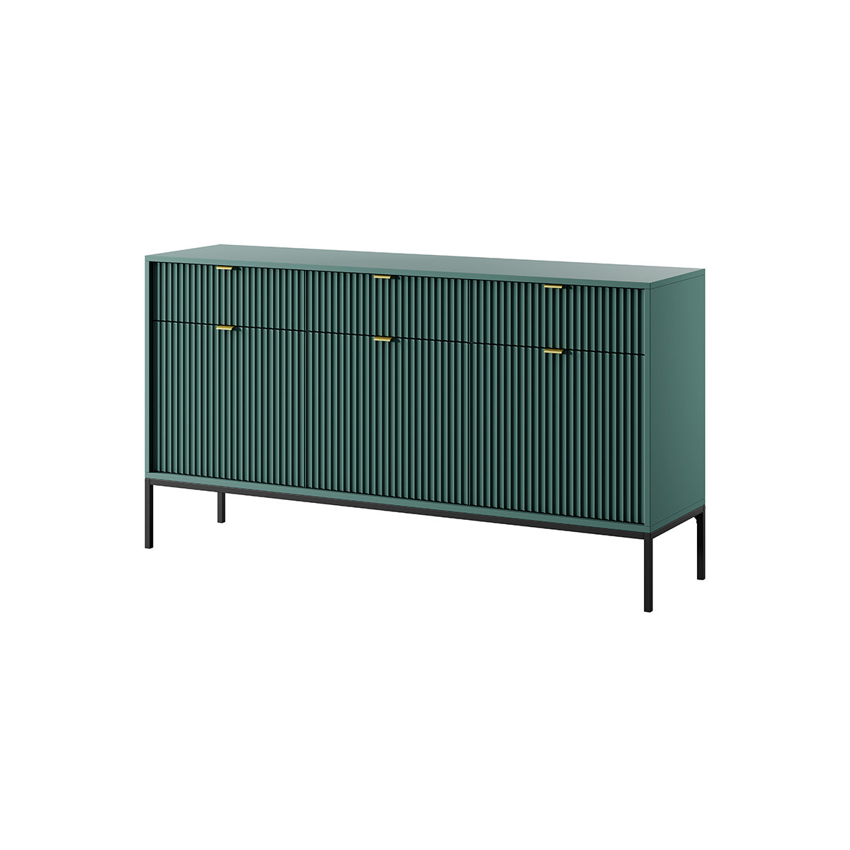 Nova Dresser Labrador Green- Modern Design with Three Push to Open Door and Three Drawers