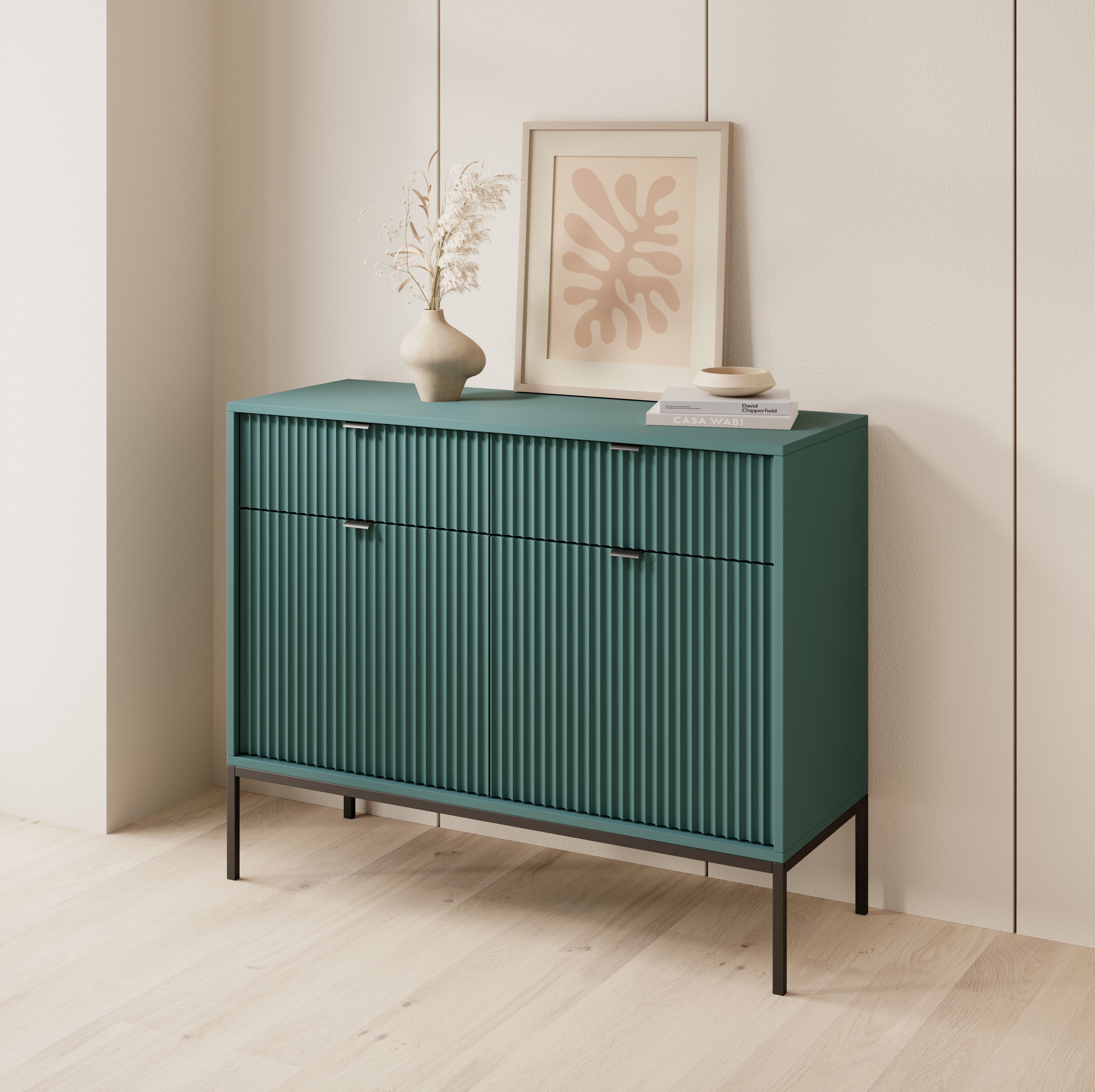 Nova Dresser Labrador Green - Modern Design with Two Doors and Two Drawers