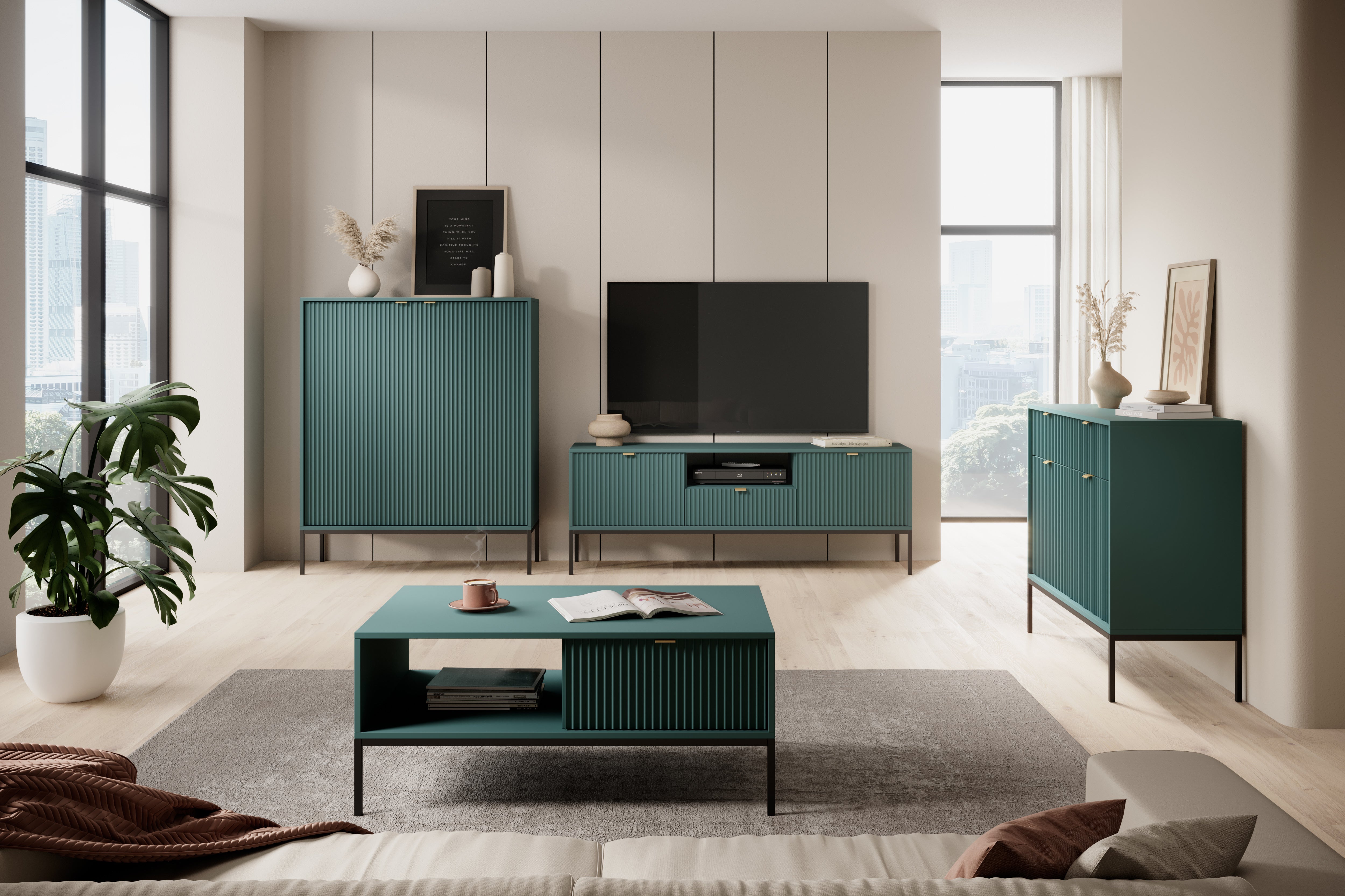 Nova TV STAND Labrador Green - Modern Design and Versatile Style in a Sleek TV Cabinet