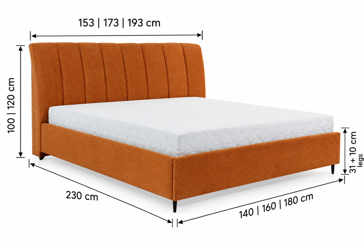 MAYA Upholstered Bed 140 / 160 / 180 cm – Choose Your Configuration