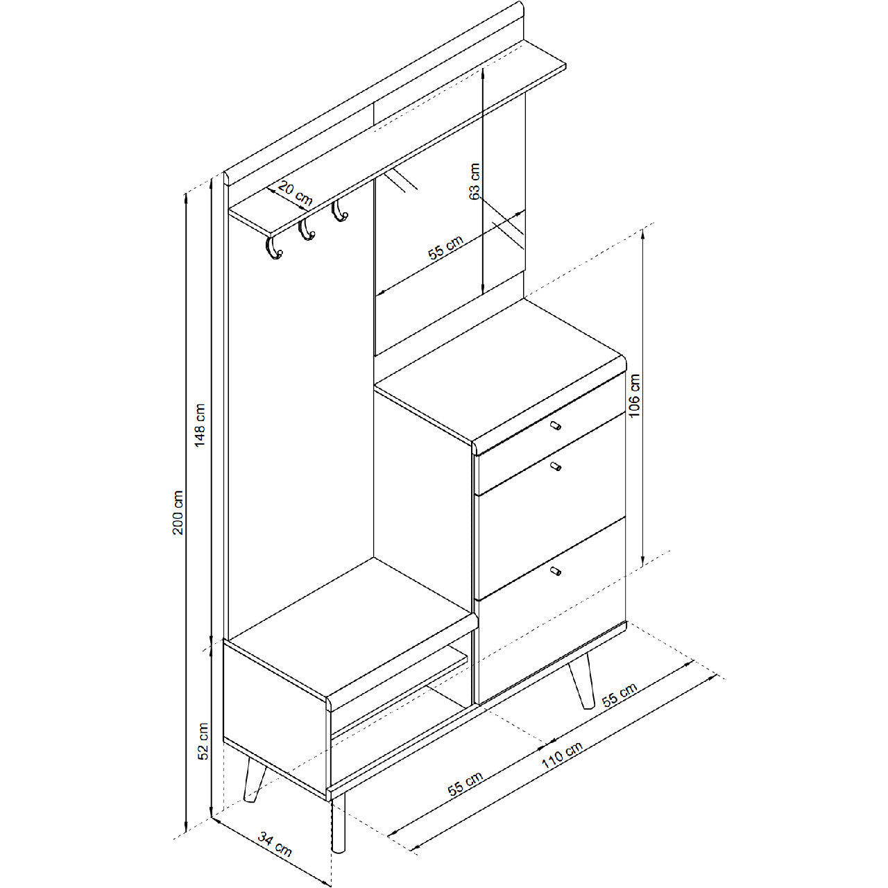 PRIMO 12 Hallway Wardrobe Riviera Oak / White