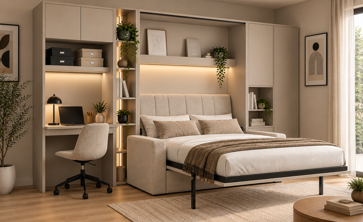Customizable Genius COMFORT Murphy Bed with Sofa 140 × 200 cm – Congo