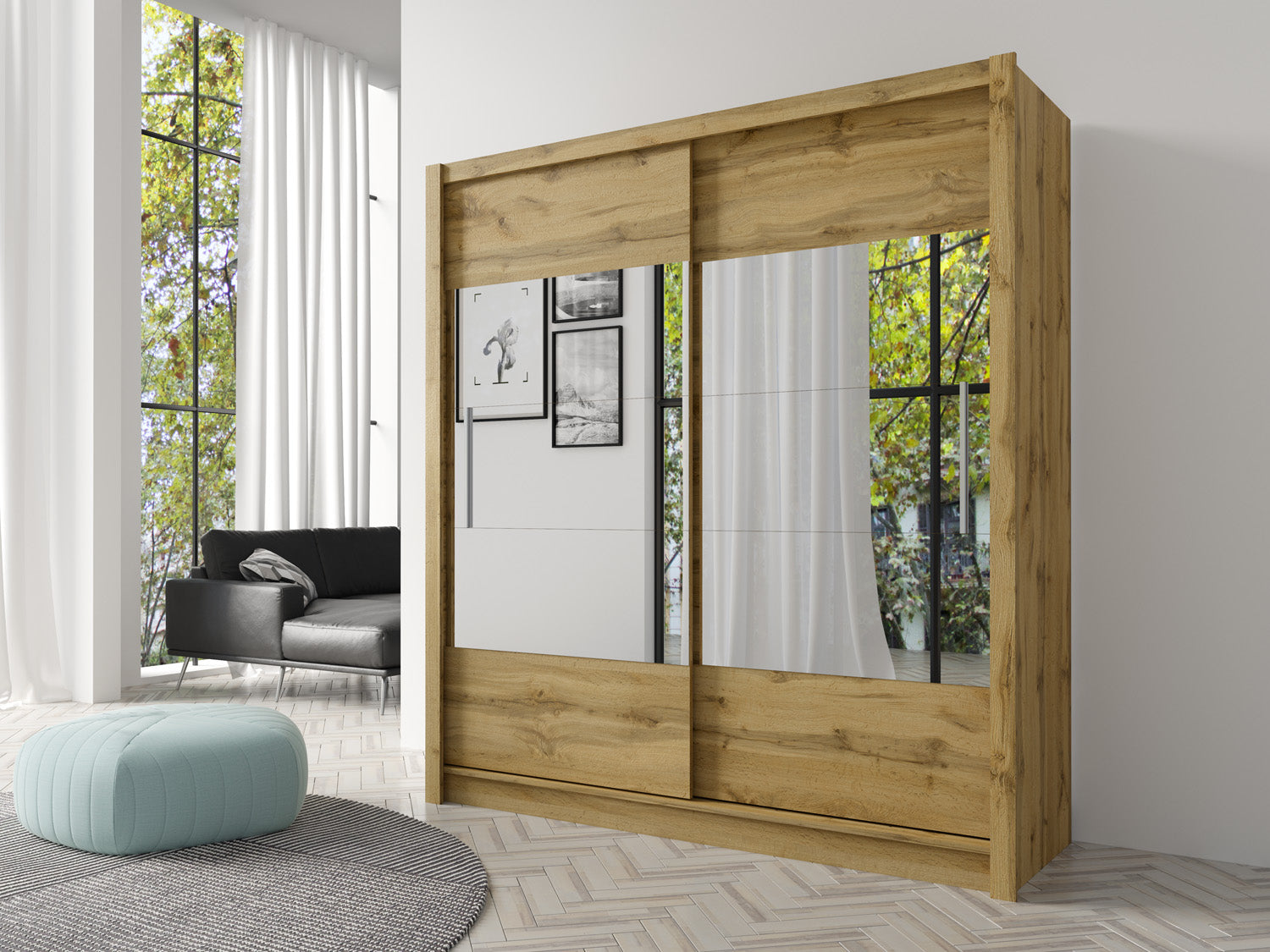 MO Roma 6 Sliding Wardrobe – Oak Sonoma 180 cm