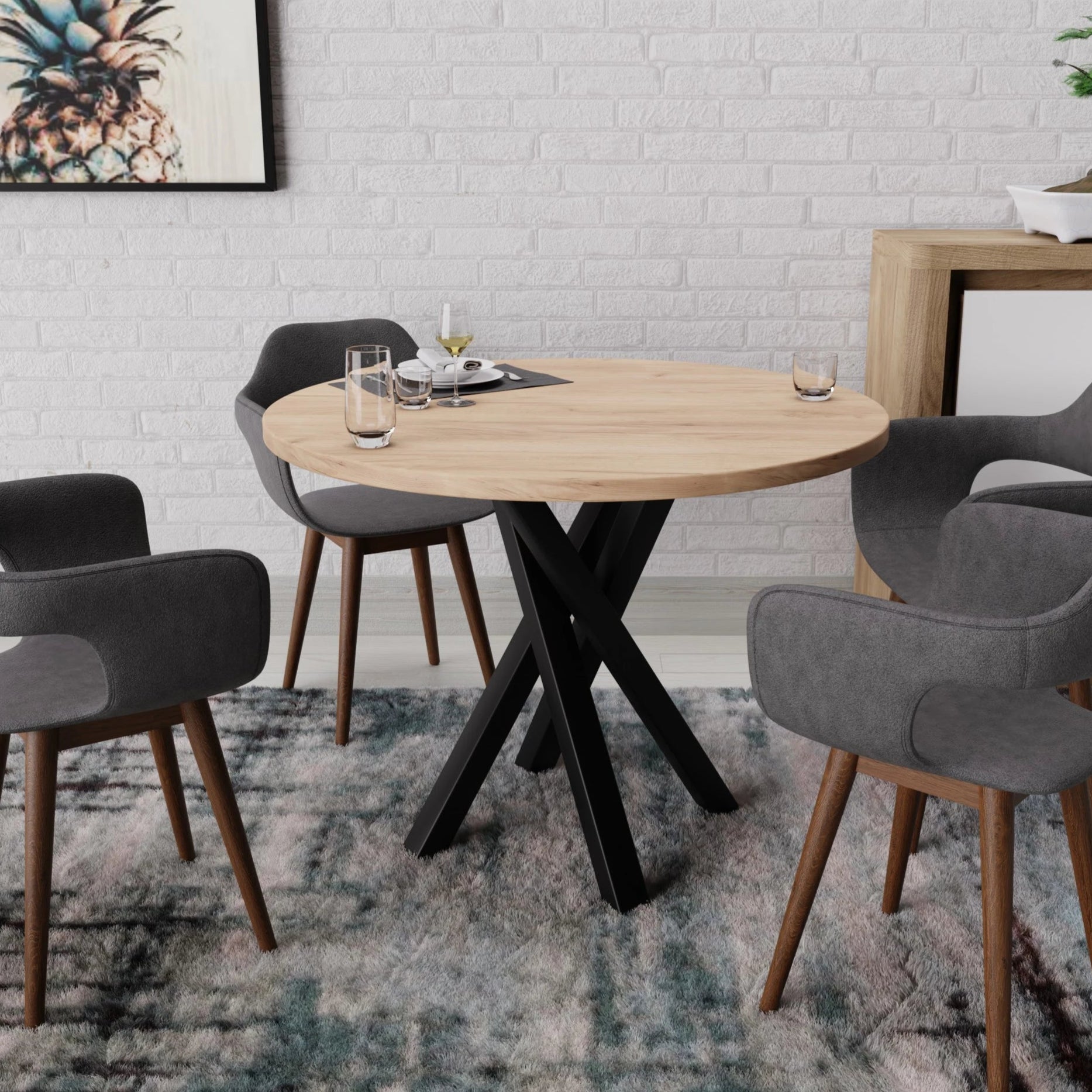 Round Dining Table Redpak Raven 100/140 (Extendable)