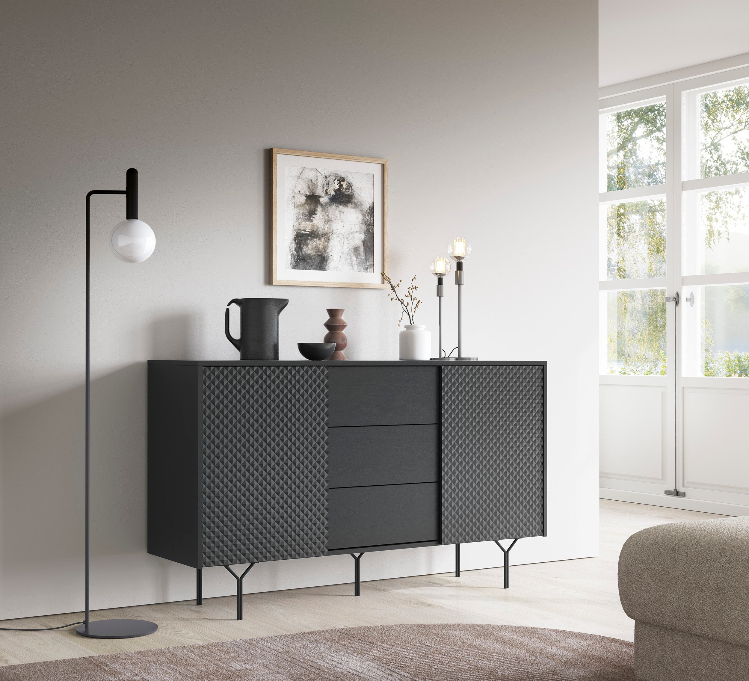 Raven Dresser - Modern Elegance with Two Door and Three Drawers