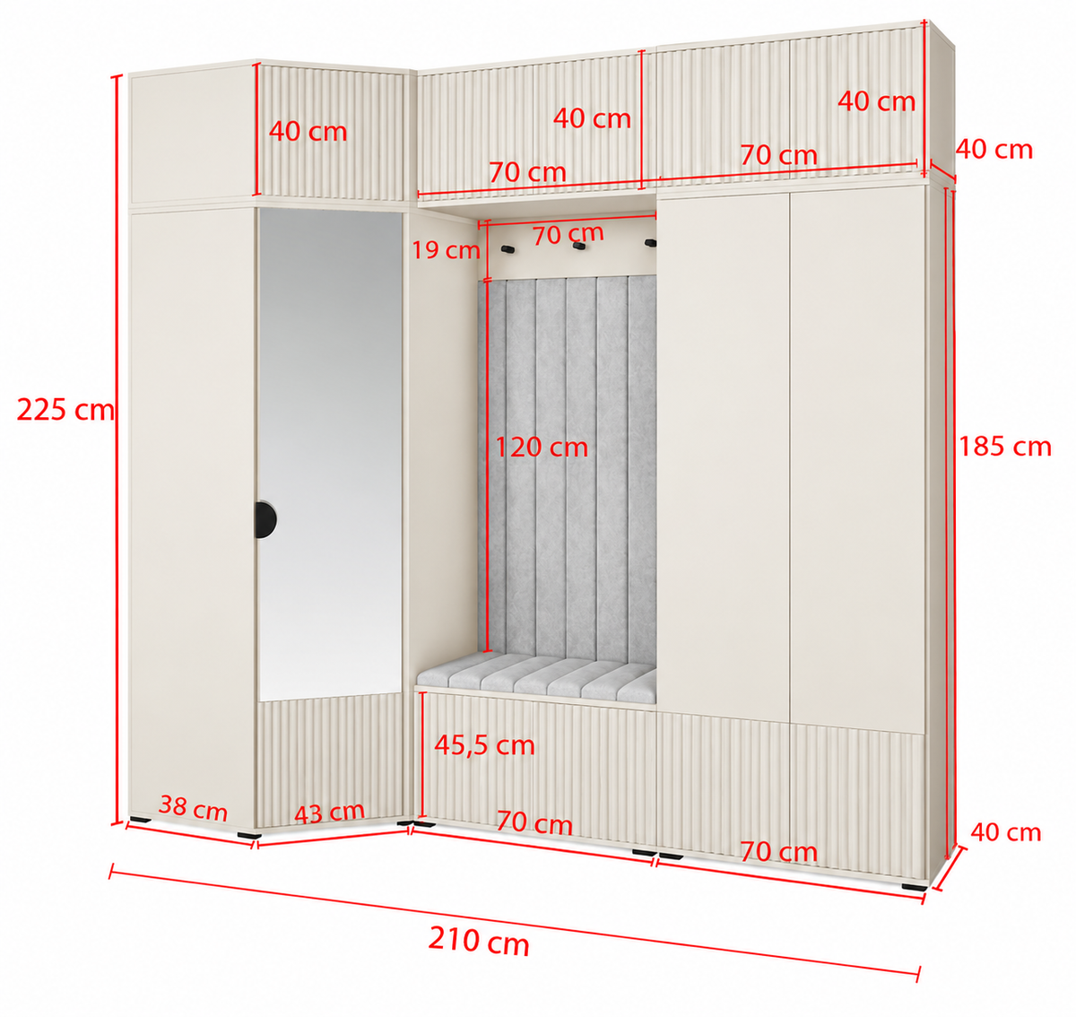 Rayo Wardrobe Set 15 – Cashmere, 210 cm