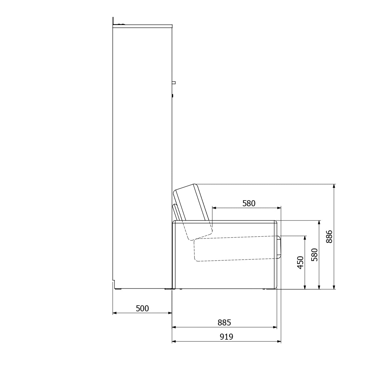 Customizable Genius Murphy Bed with Sofa Set 140 x 200 cm Black Lancelot Oak