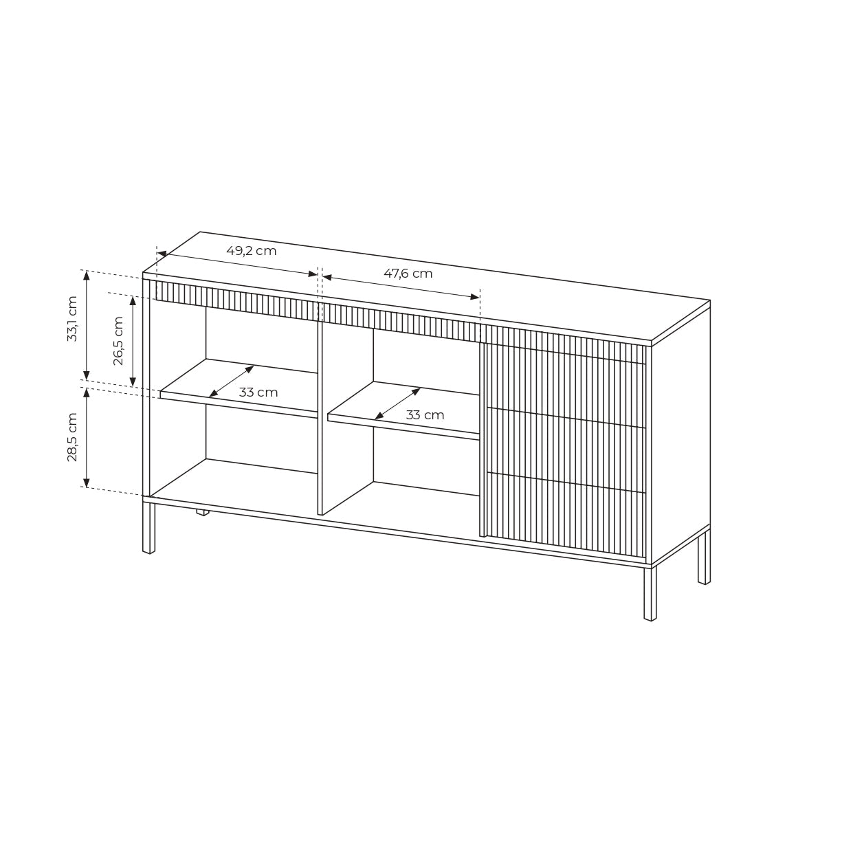 Lask Senso – Sideboard 153 cm Beige (2 Doors, 3 Drawers)
