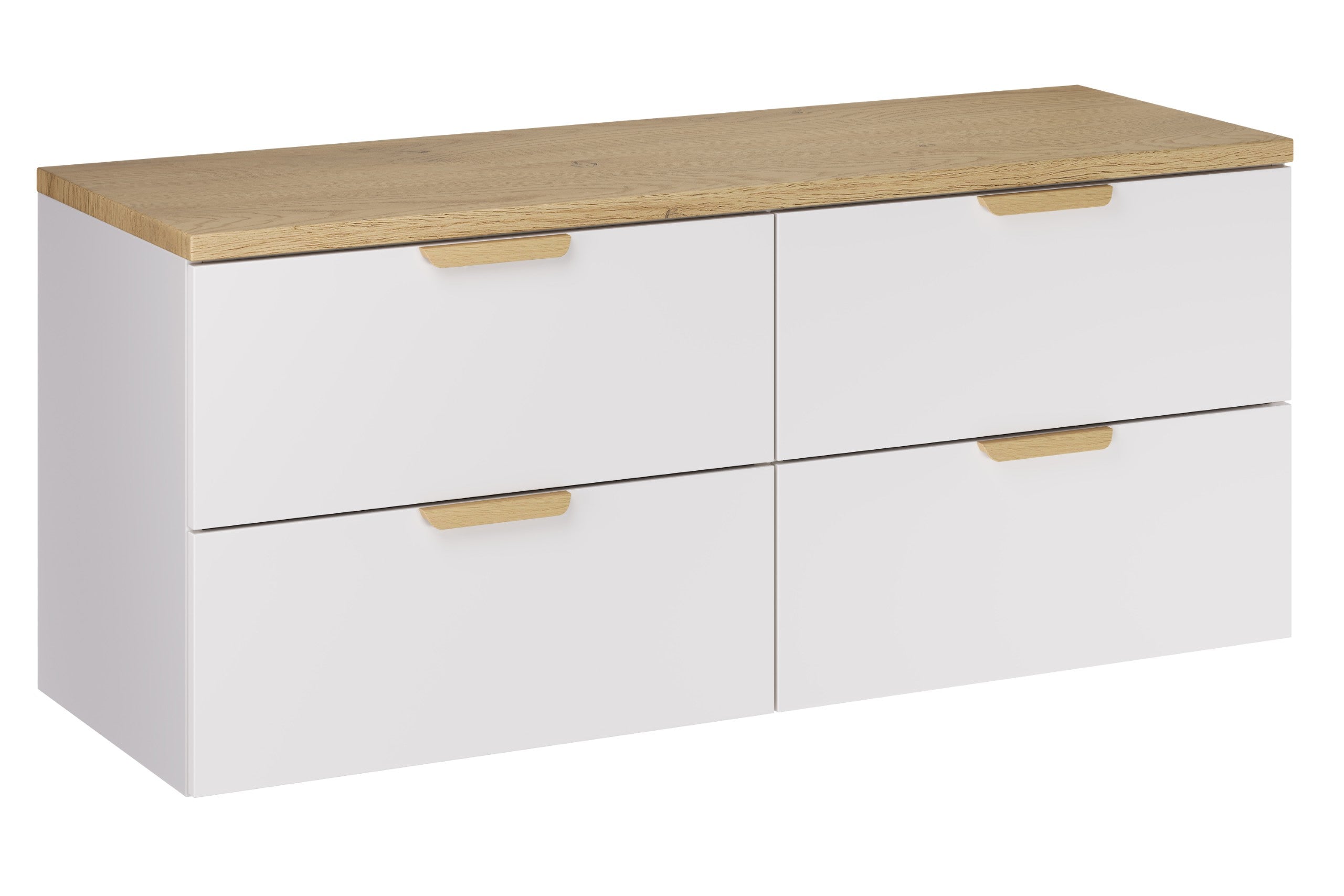 Aster White Bathroom Vanity Unit Set – 120 cm, White Matt & Cremona Oak – Configure Your Bathrom