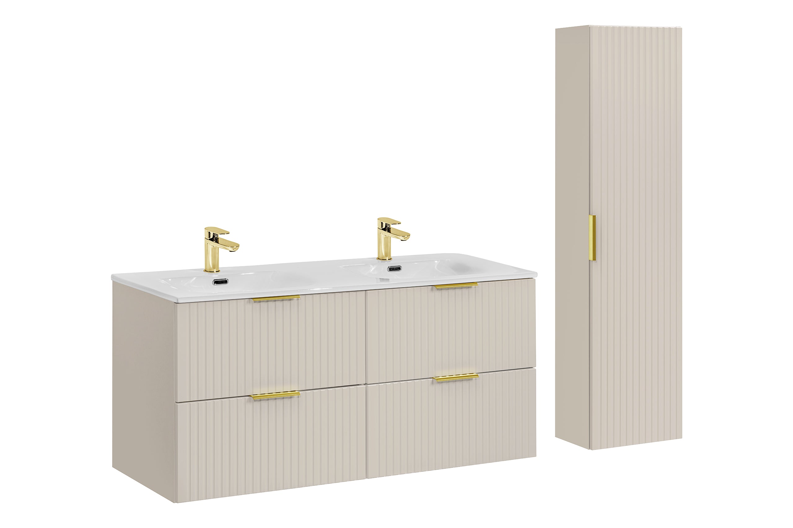 Adel Cashmere Bathroom Set with High Cabinet 120 cm Sky SET-ADC