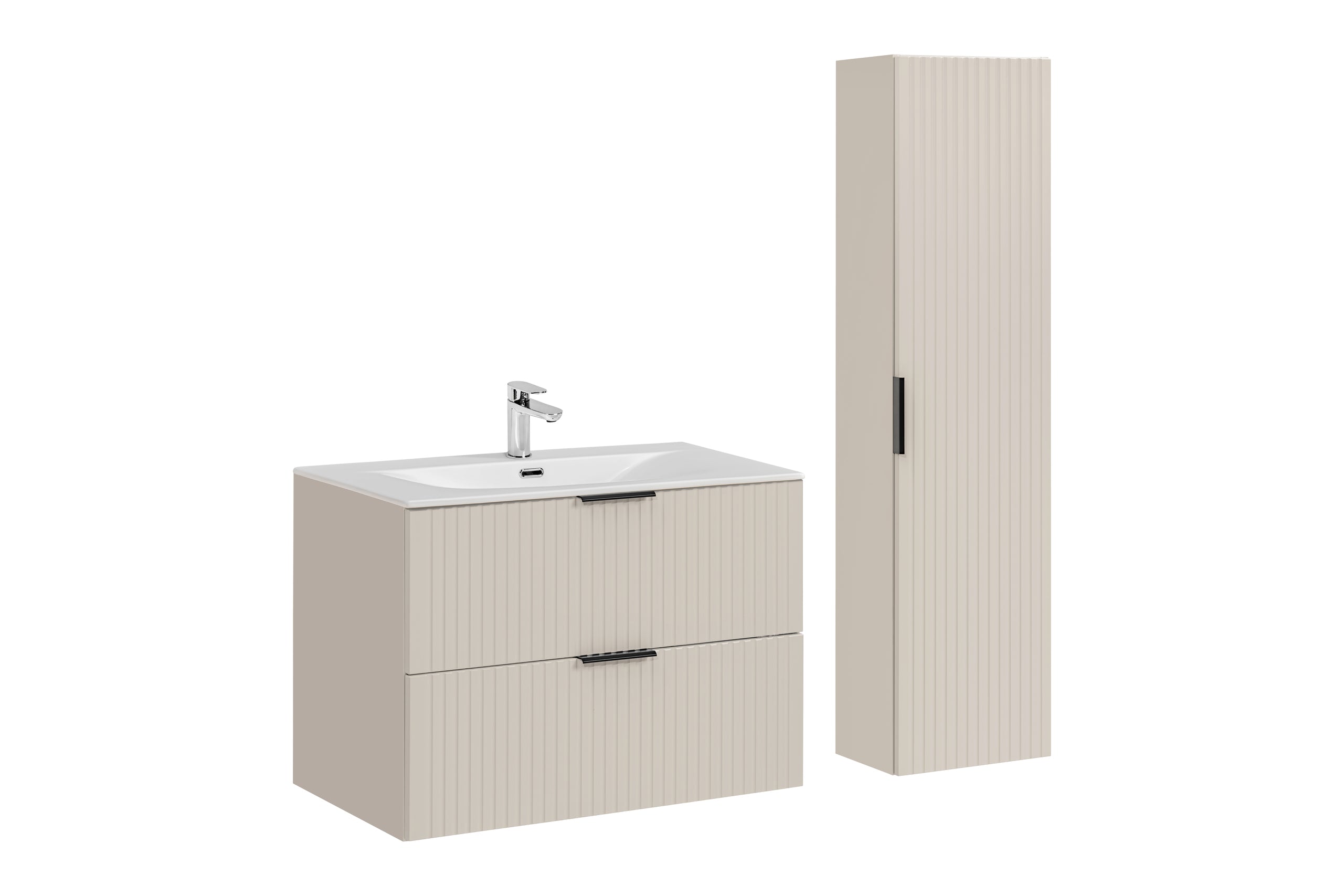 Adel Cashmere Bathroom Set with High Cabinet 80 cm Sky SSET-ADC