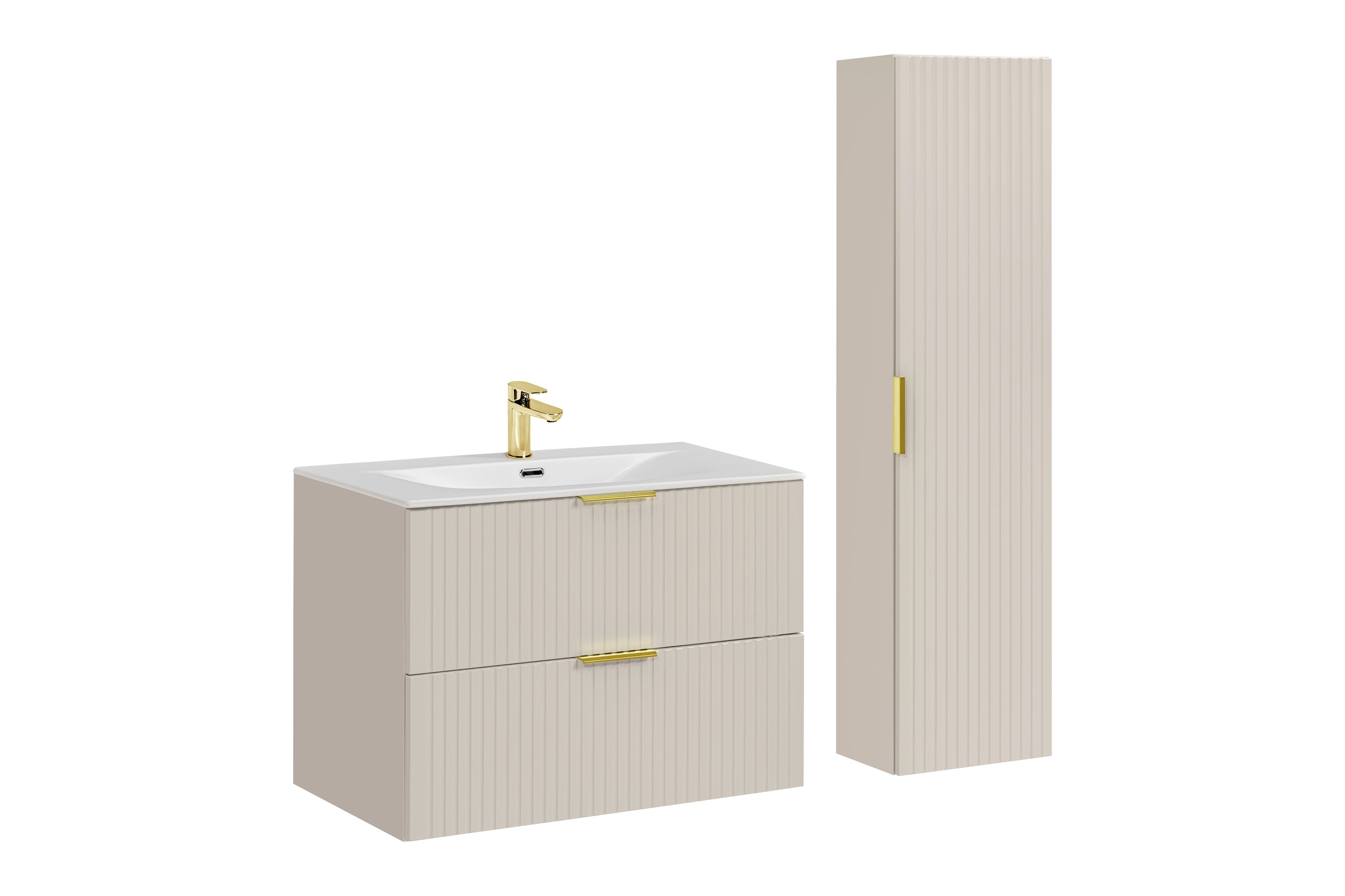 Adel Cashmere Bathroom Set with High Cabinet 80 cm Sky SSET-ADC