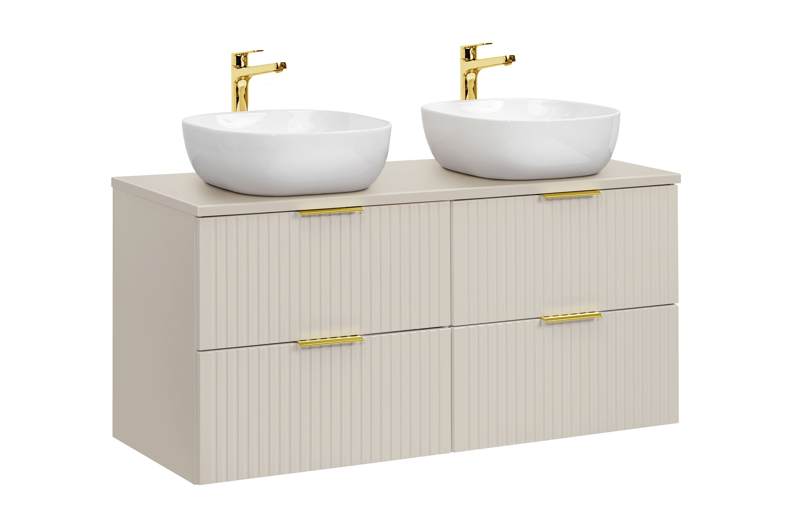 Adel Cashmere Gold Handle Bathroom with High Cabinet Smile 120 cm SET-ADC B