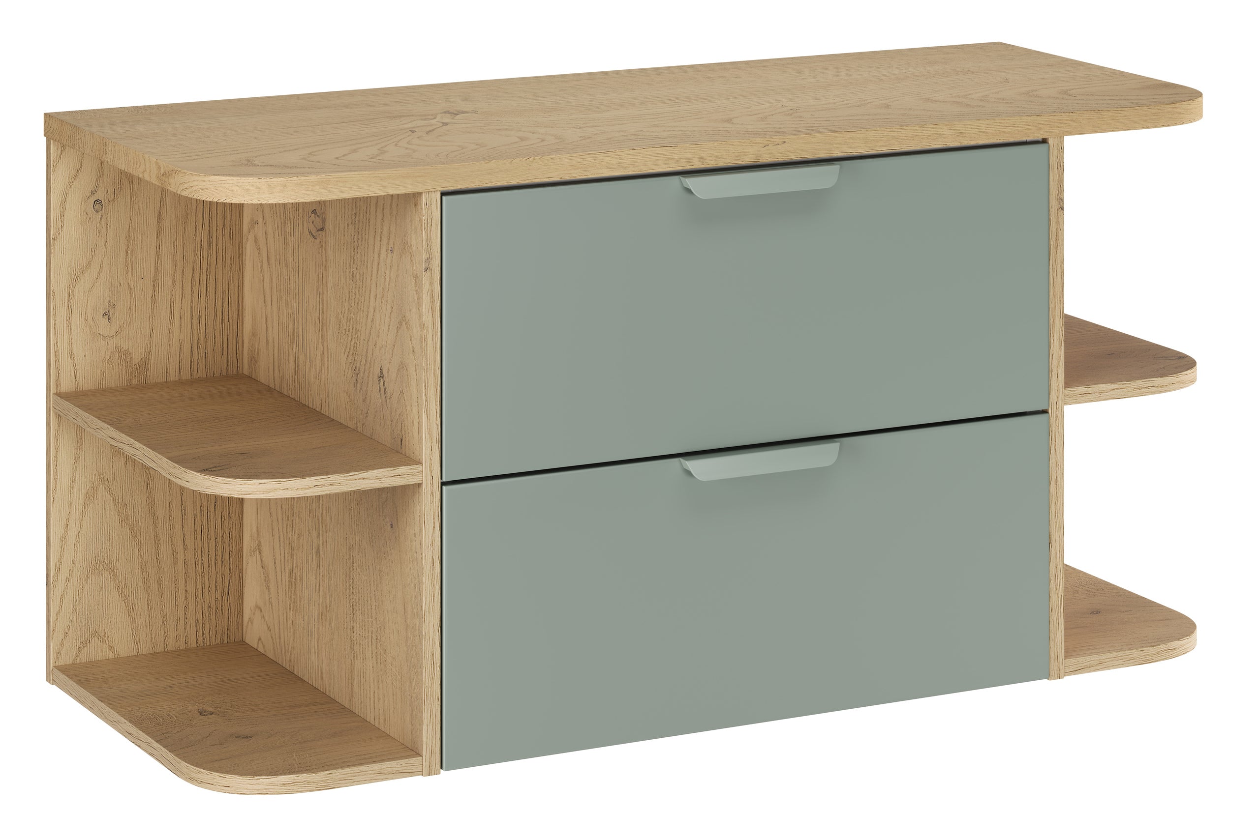 Aster Green Bathroom Vanity Unit Set – 100 cm, Aloes Matt & Cremona Oak – Configure Your Bathroom