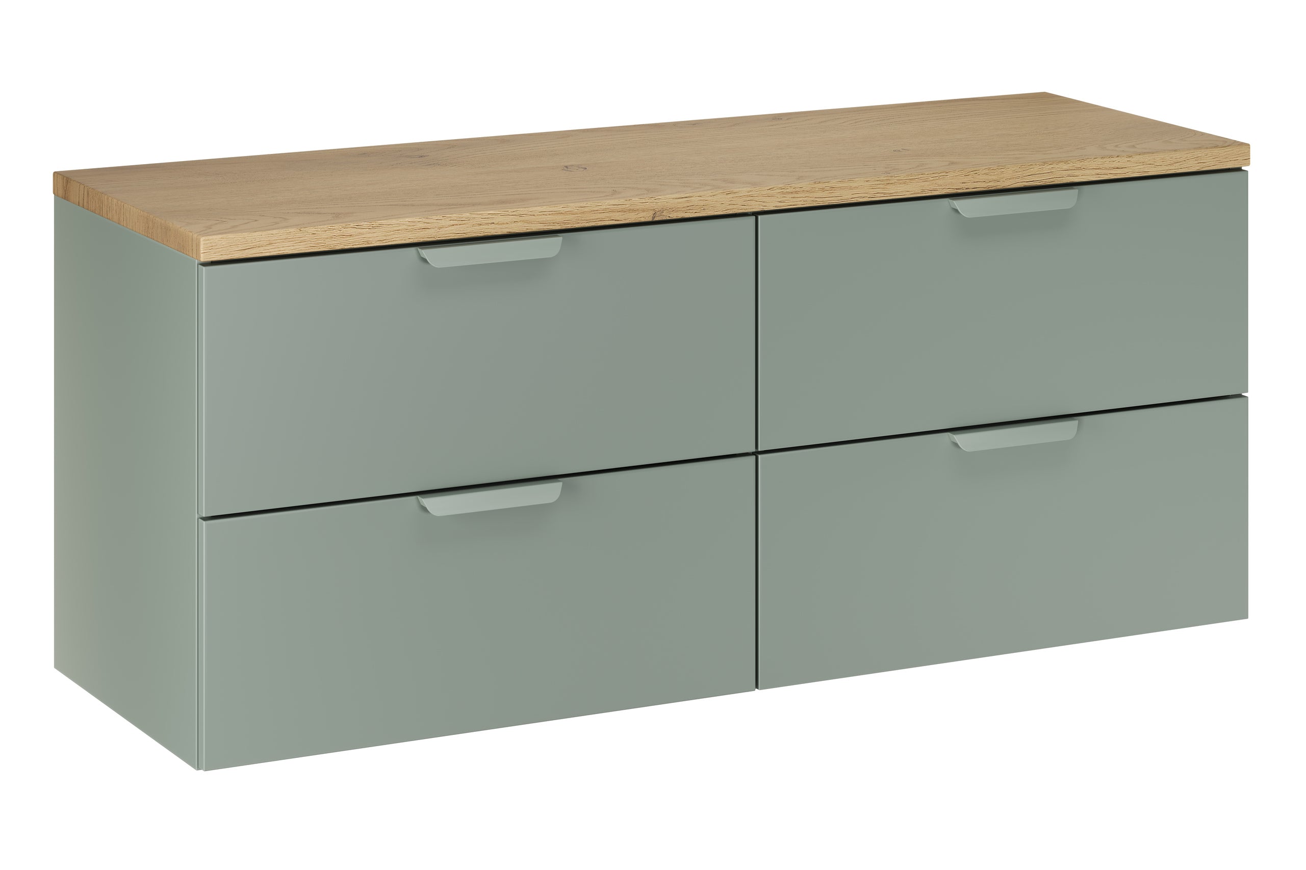 Aster Green Bathroom Vanity Unit Set – 120 cm, Aloes Matt & Cremona Oak – Configure Your Bathrom