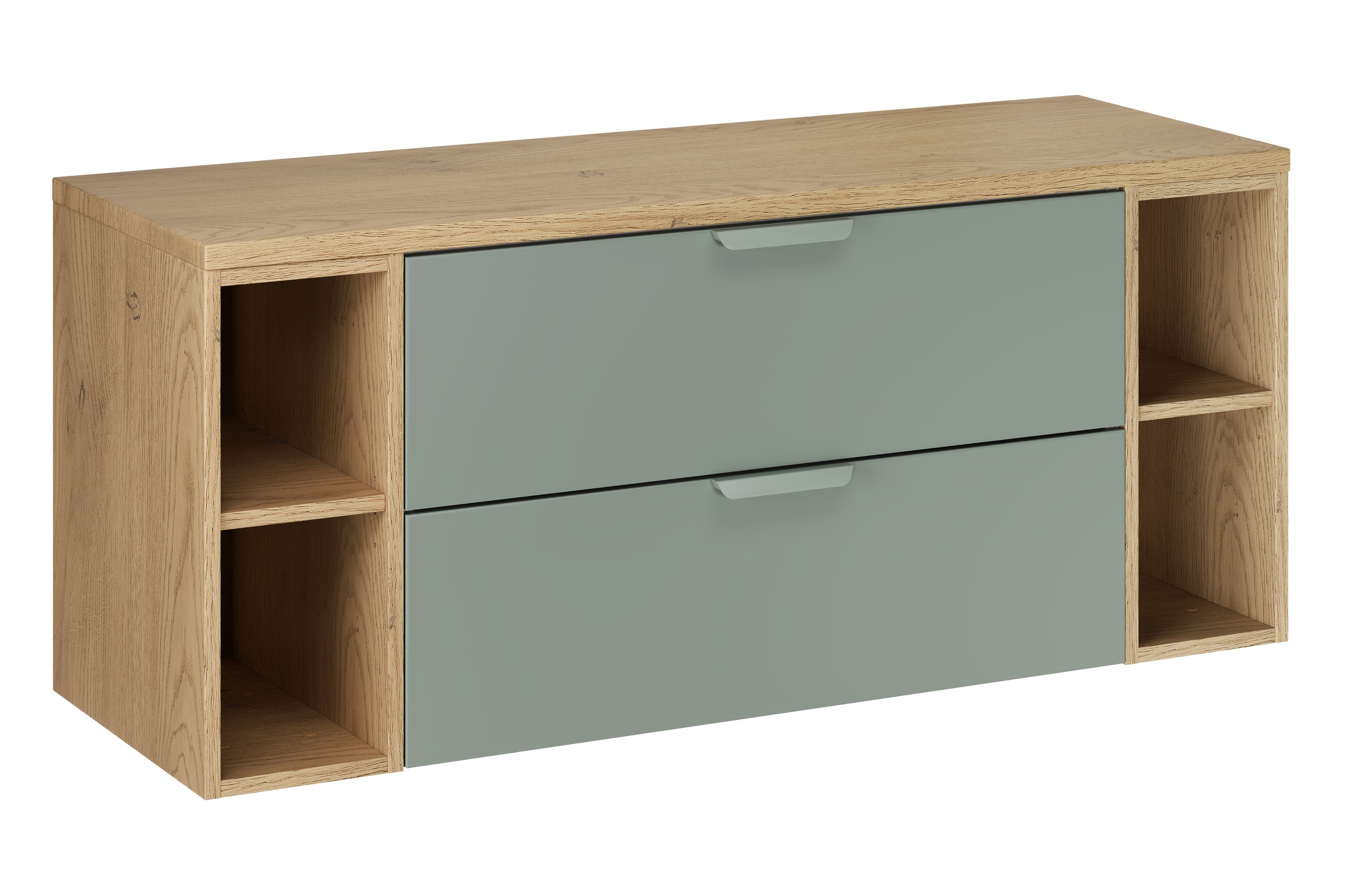 Aster Green Bathroom Vanity Unit Set – 120 cm, Aloes Matt & Cremona Oak – Configure Your Bathrom