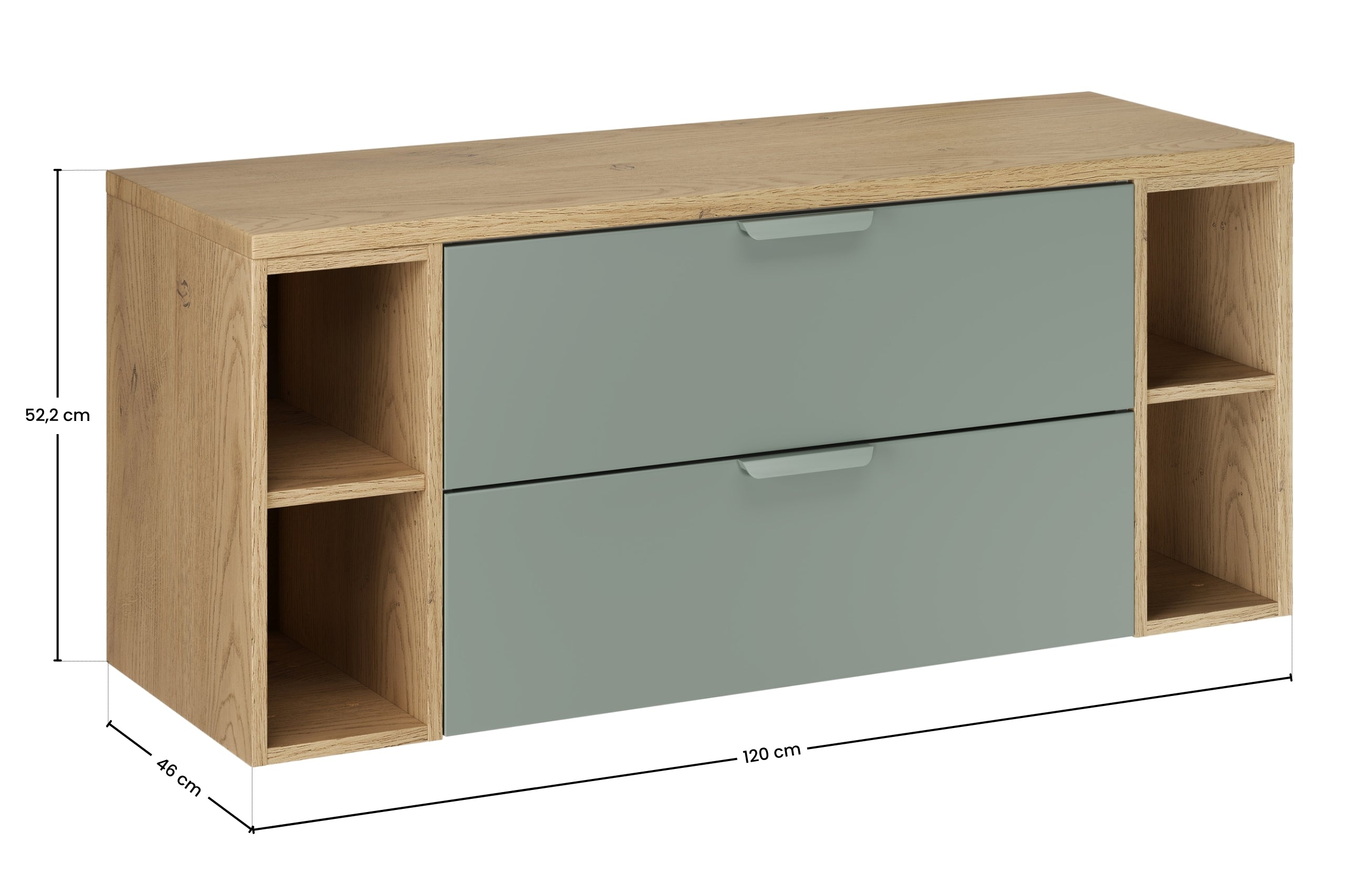 Aster Green Bathroom Vanity Unit Set – 120 cm, Aloes Matt & Cremona Oak – Configure Your Bathrom