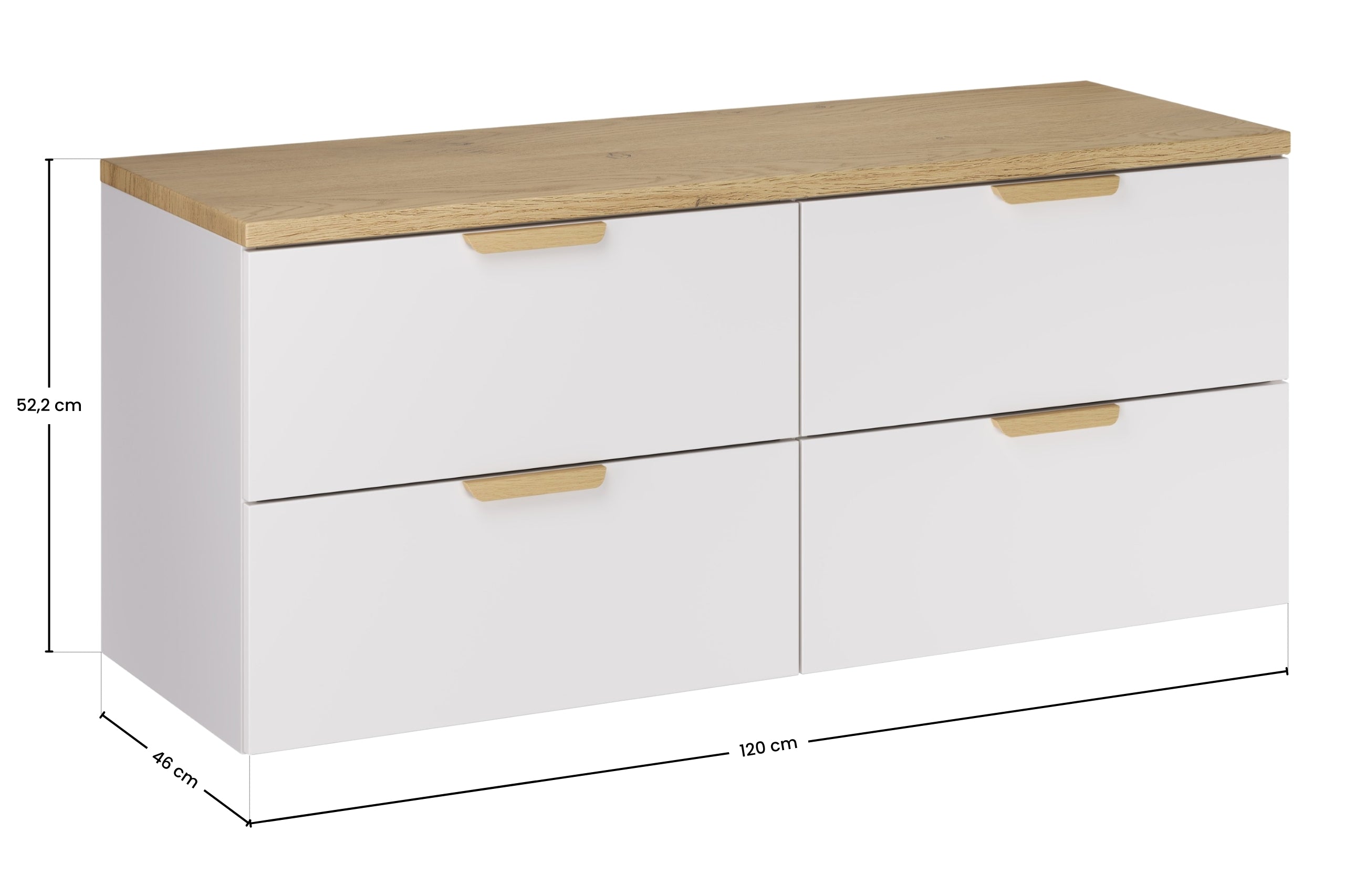 Aster White Bathroom Vanity Unit Set – 120 cm, White Matt & Cremona Oak – Configure Your Bathrom