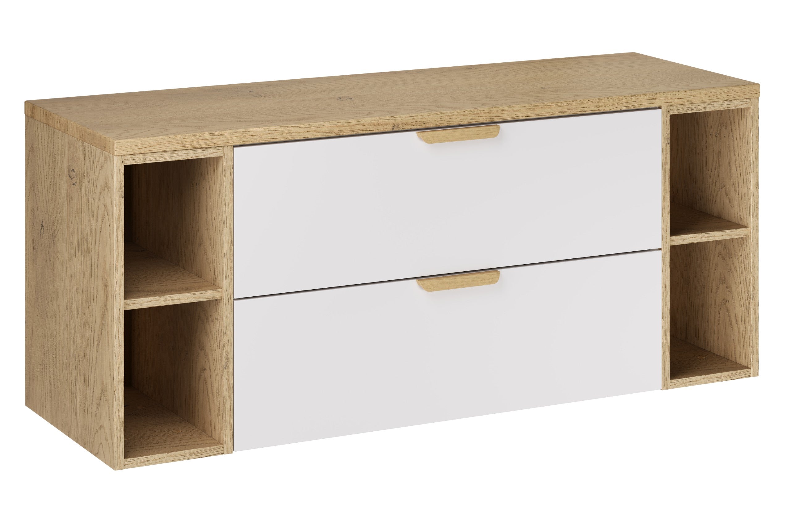 Aster White Bathroom Vanity Unit Set – 120 cm, White Matt & Cremona Oak – Configure Your Bathrom