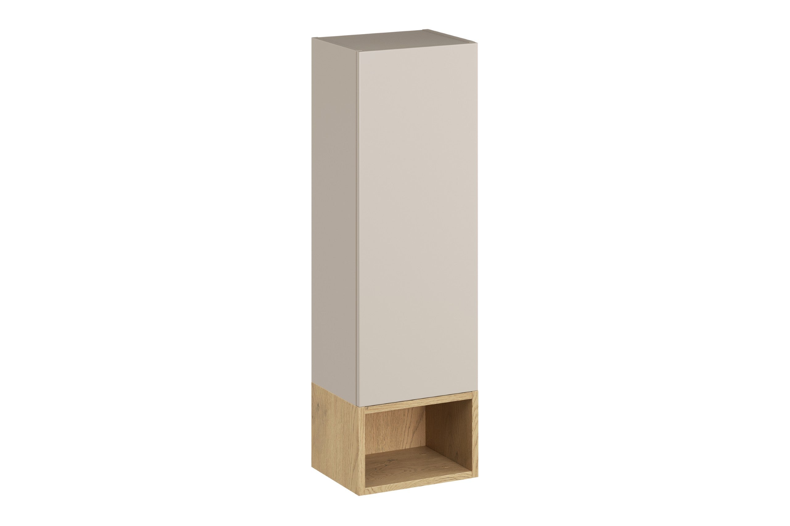 Dalia Wall-Hung Cabinet 1 Door + Cremona UN Open Shelf – Cashmere/ Oak, 30 cm Set