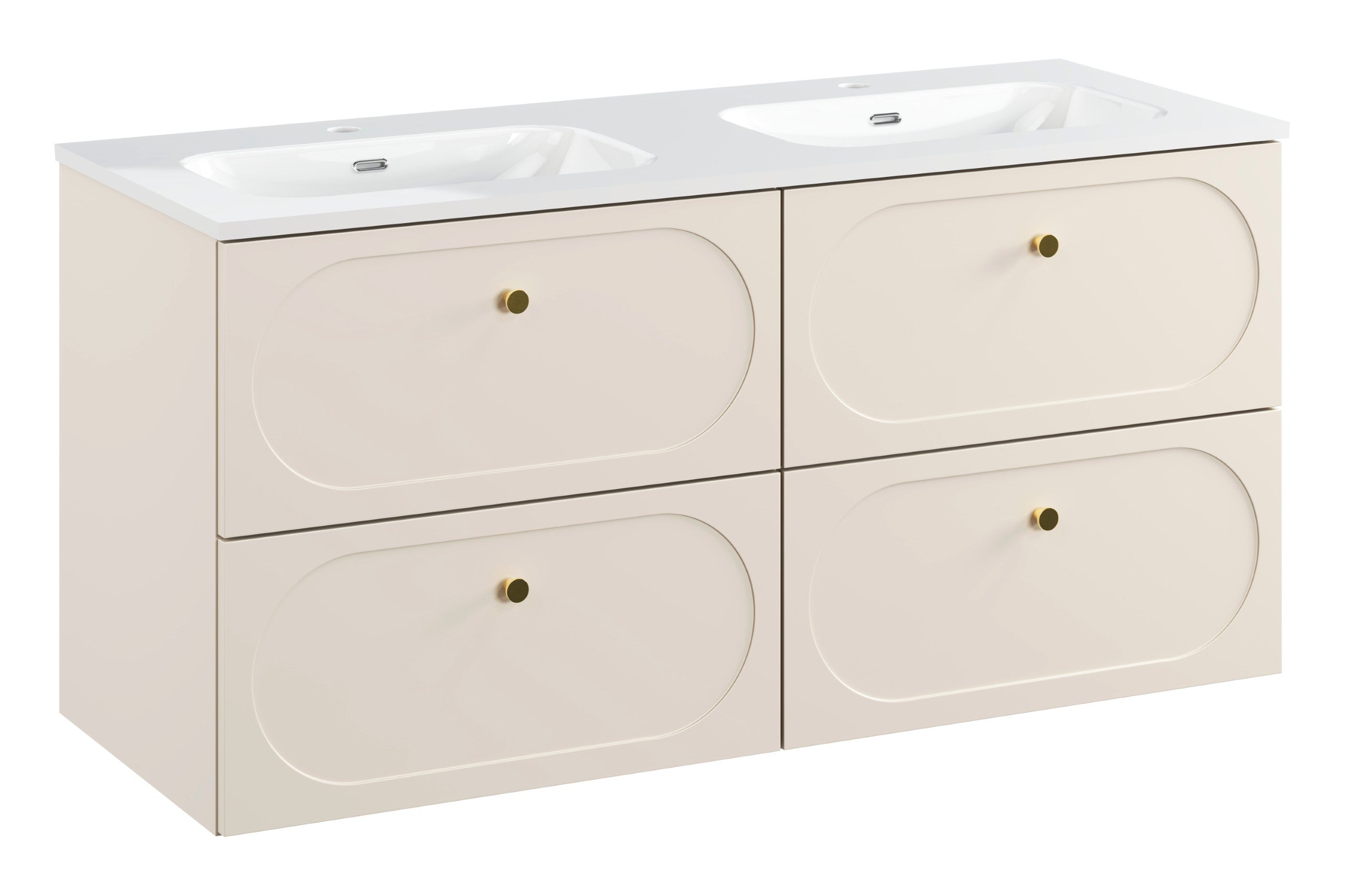 Donna Sand Vanity Unit 2 Drawers – Sand Beige, 60/80/120 cm – Configure Your Bathroom