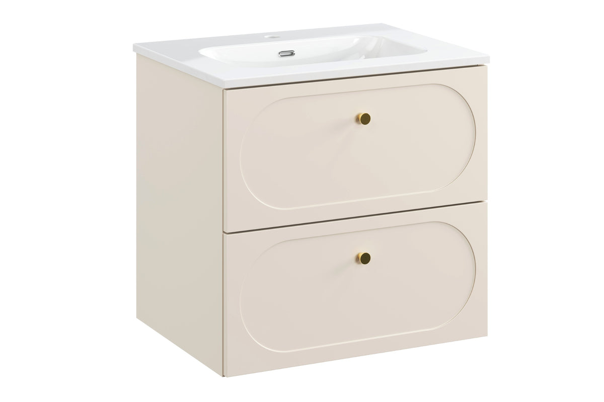 Donna Sand Vanity Unit 2 Drawers – Sand Beige, 60/80/120 cm – Configure Your Bathroom