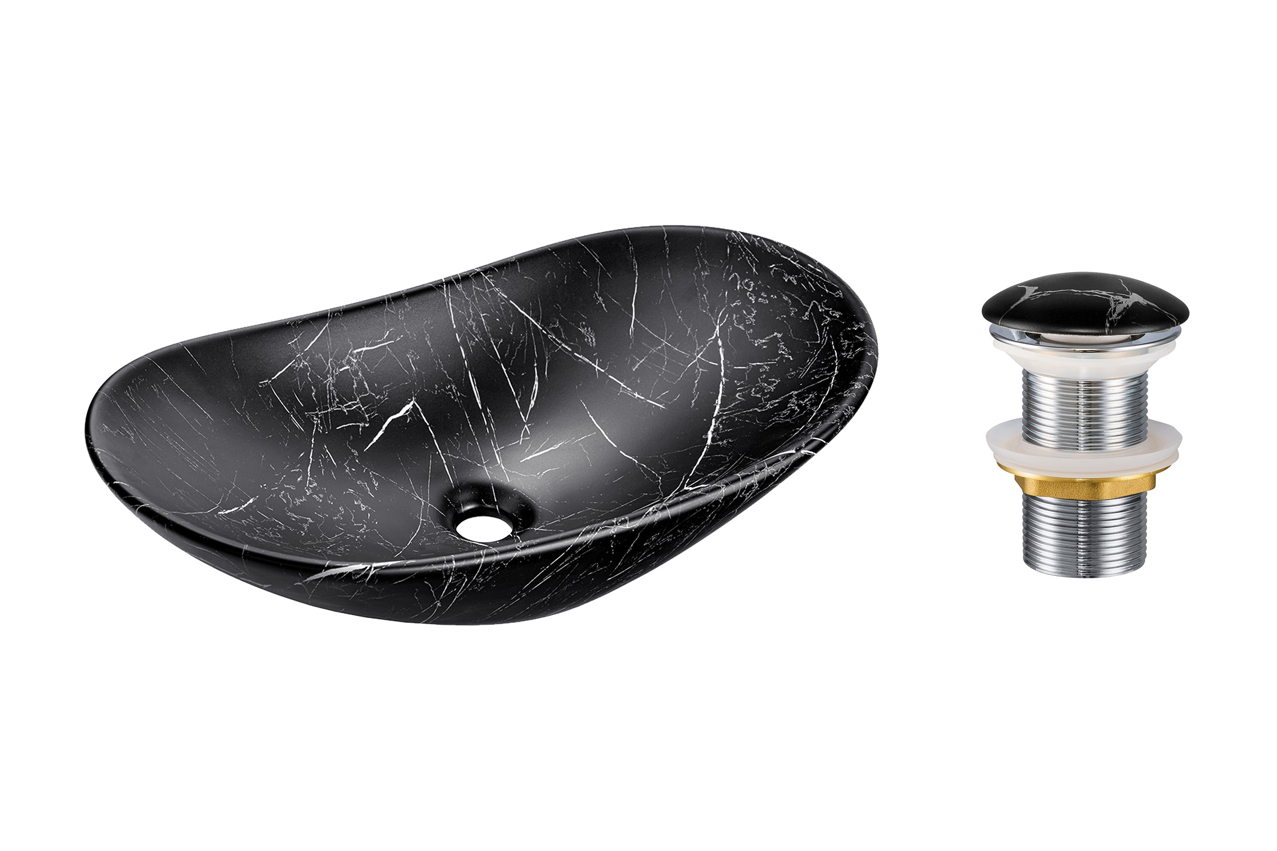 Click-Clack Basin Waste – Matt Black Marble, T201M-B2-3