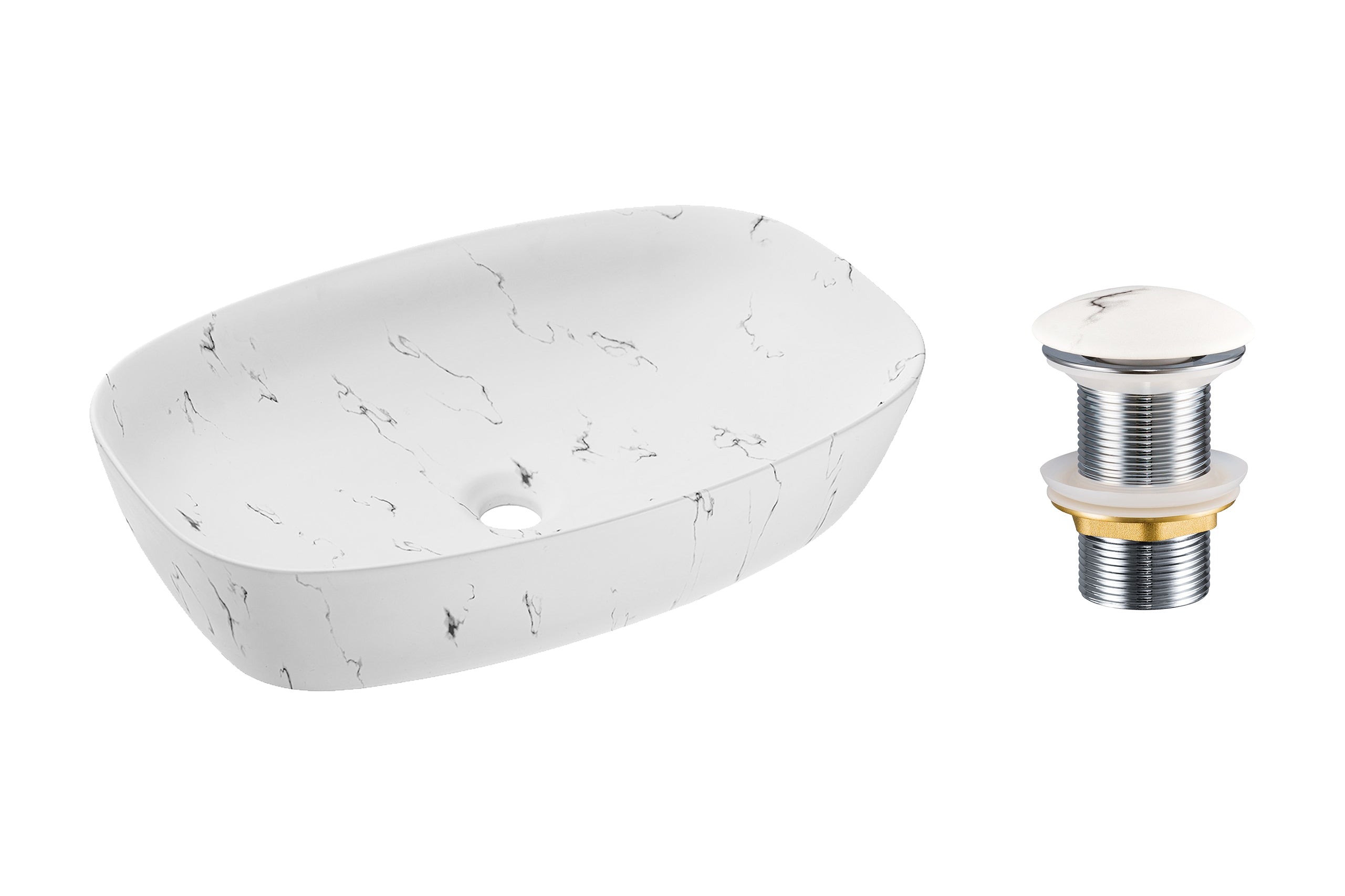 Click-Clack Basin Waste – Matt White Dark Marble, T201M-W13-3