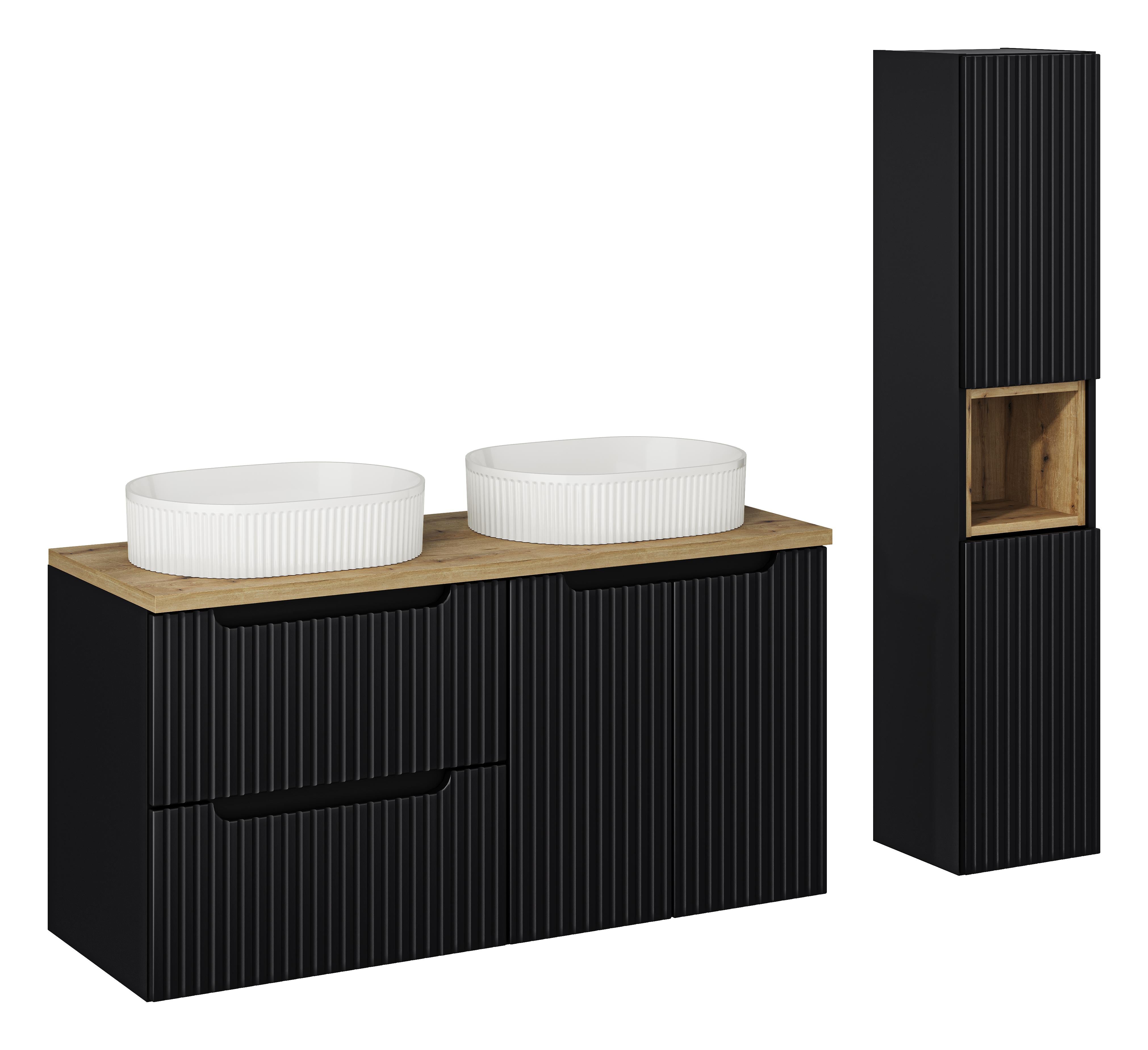 Nova Black 120CM Bathroom Set with High Cabinet SET-NOB B OAK UN BEYOND 5 WH