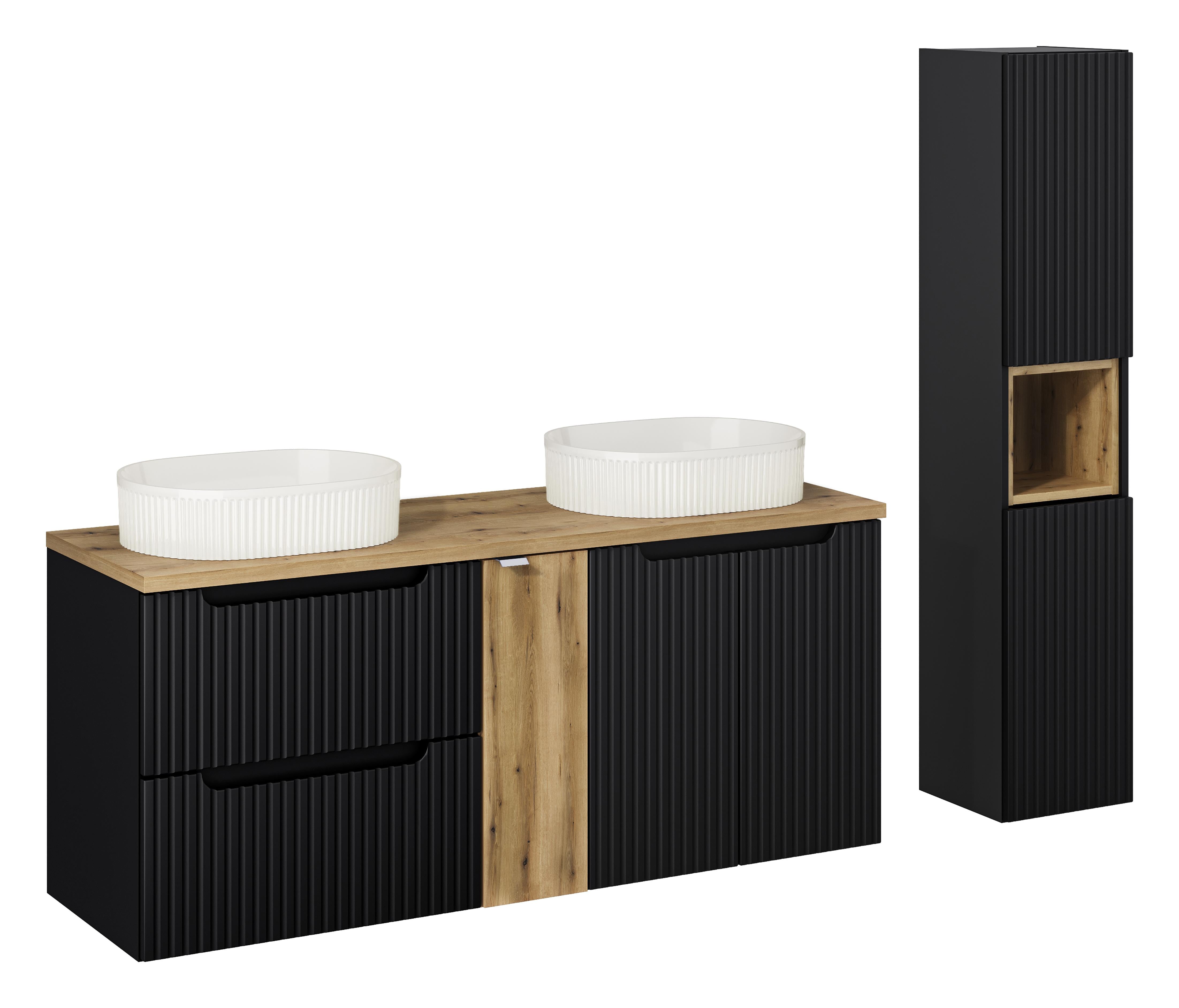 Nova Black 140CM Bathroom Set with High Cabinet SET-NOB B OAK UN BEYOND 5 WH