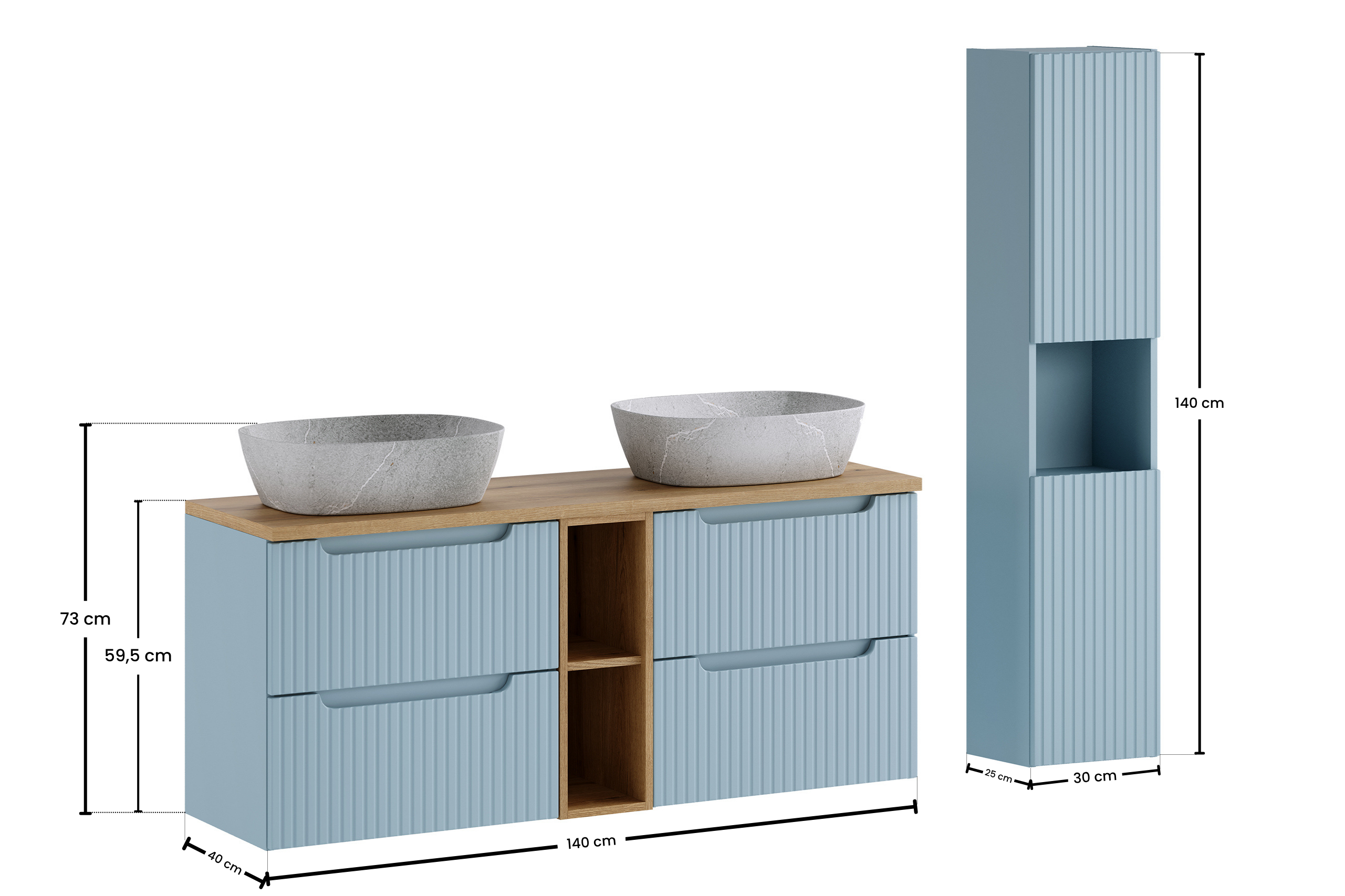 Nova Denim Vanity Unit Set 60 / 100 / 140 cm – Configure Your Bathroom