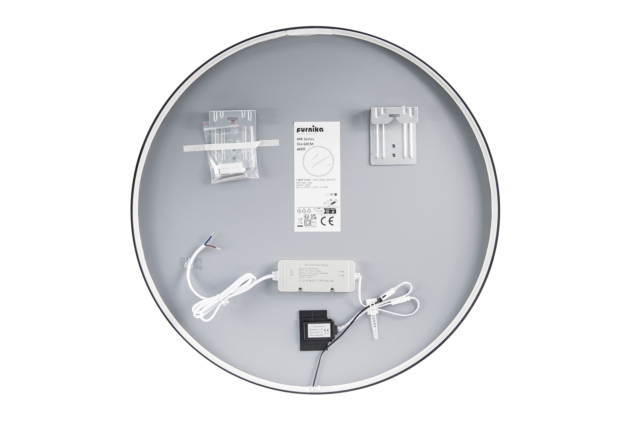 Sirius LU LED 80 – Round LED Bathroom Mirror with Black Frame, 80 cm
