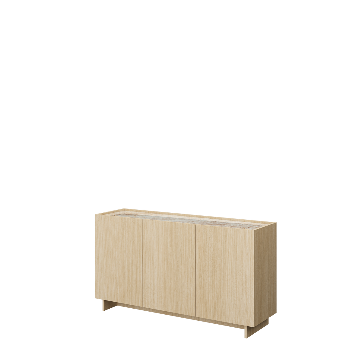 SOBA 3-Door Sideboard – Copenhagen Oak with Beige Stone-Effect Top, 150 cm
