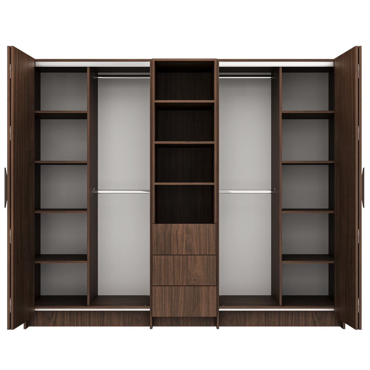 SOBA Villa Walnut Modular Wardrobe Set – 250 cm