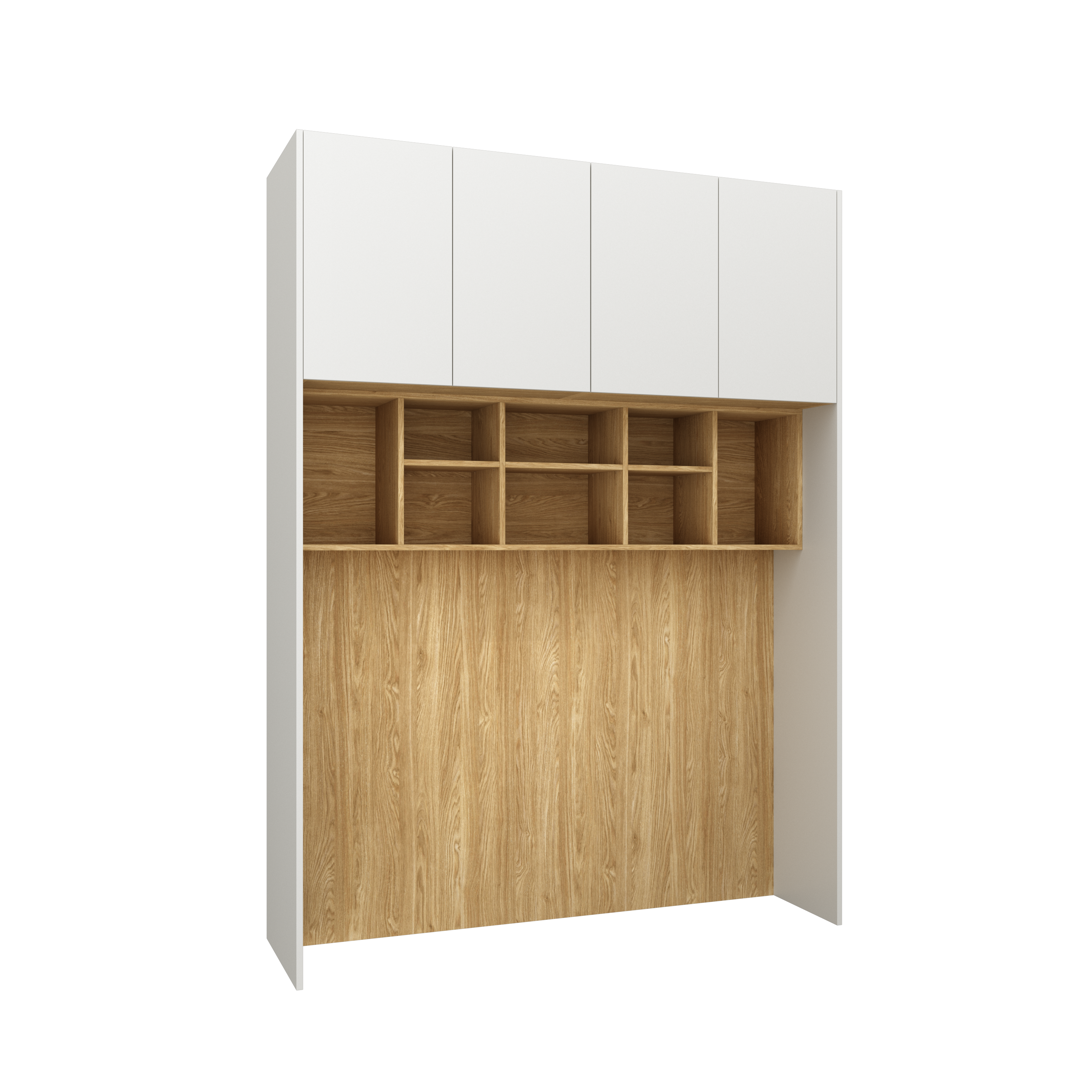 Sleep Varia Bedroom Build-in System – Bed Base – Oiled Oak / White Matt (Fronts)
