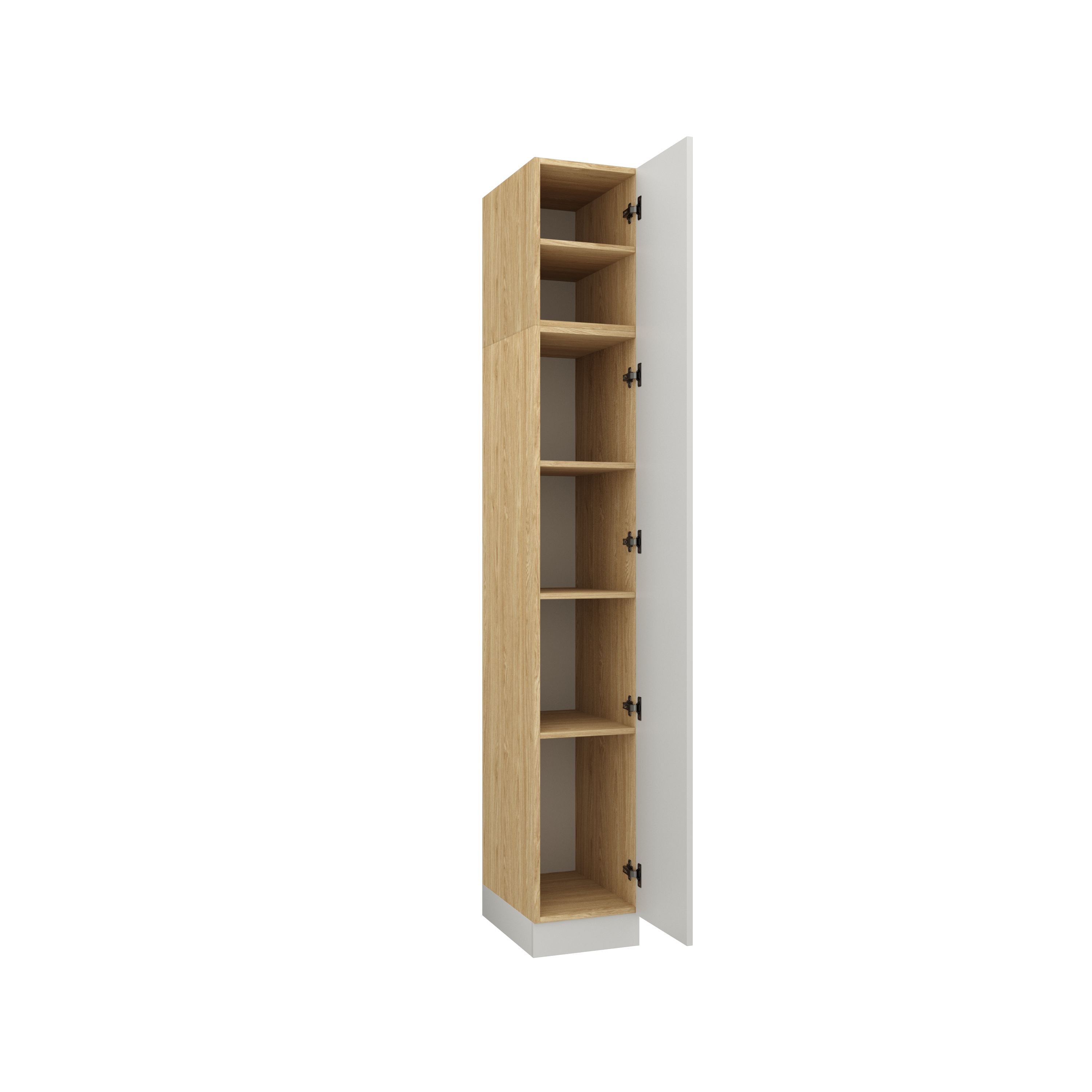 SLEEP VARIA Wardrobe 1D 35 cm with Shelves – Oiled Oak / White Matt
