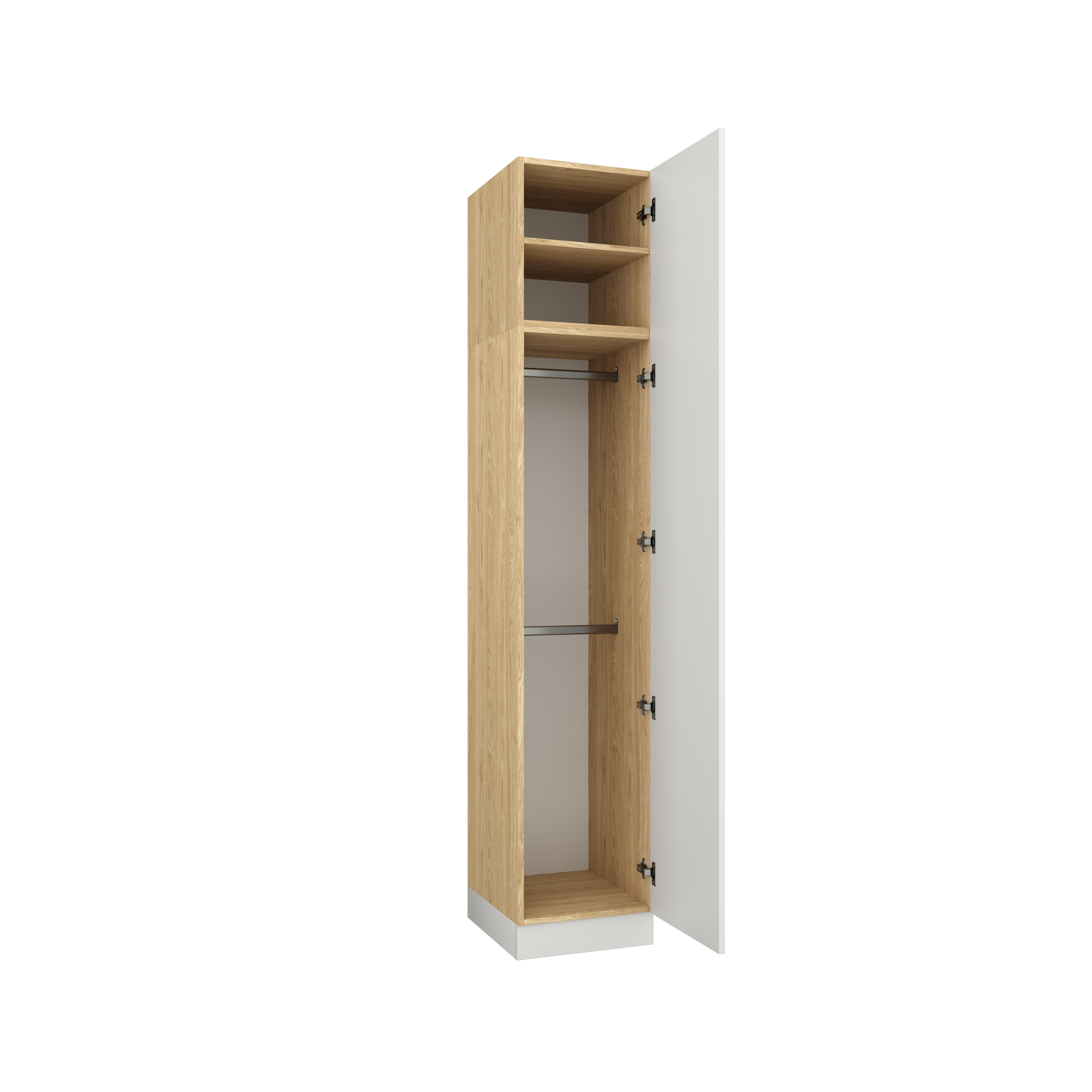 SLEEP VARIA 1D Wardrobe with Rail and Shelf 45 cm – Oiled Oak / White Gloss