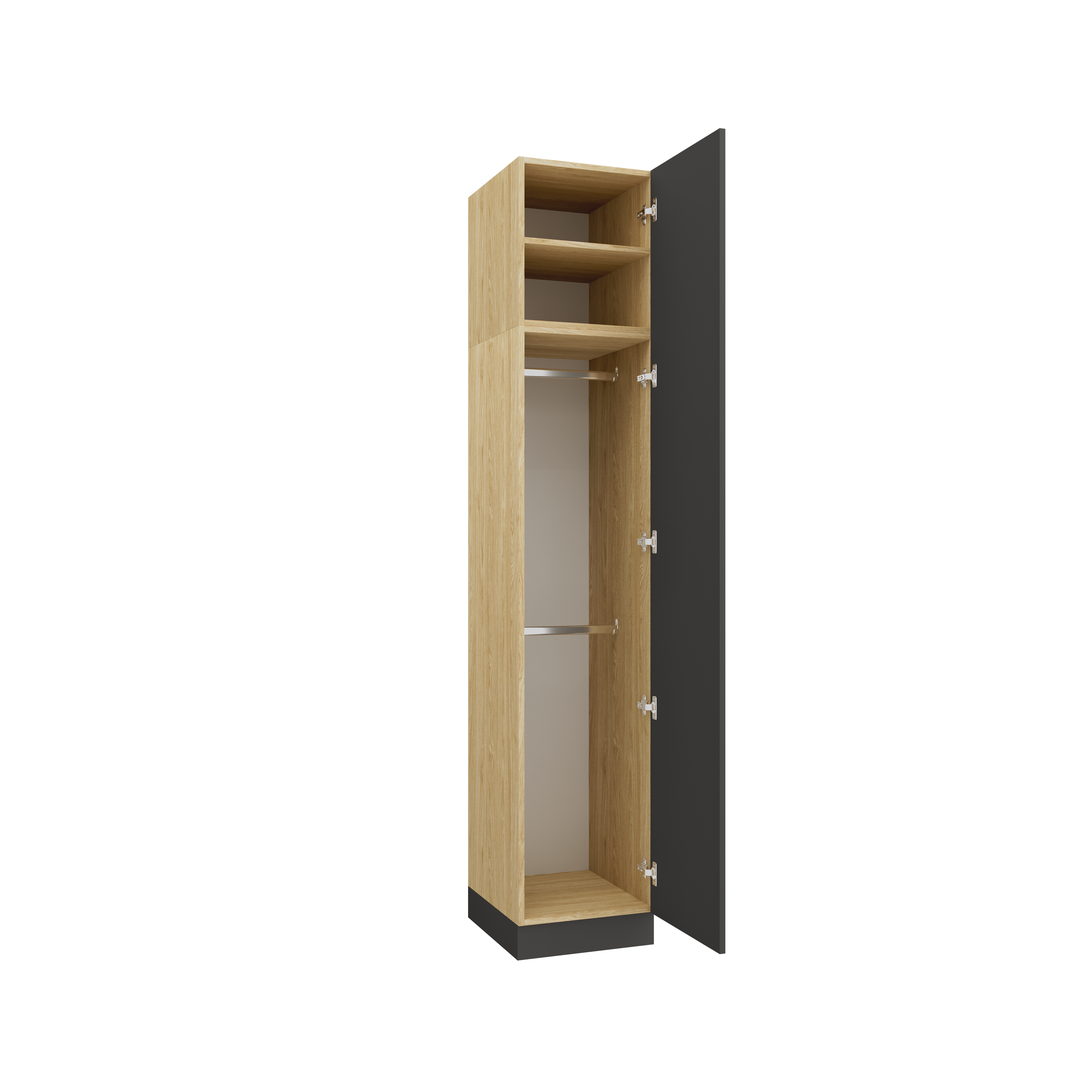 SLEEP VARIA 1D Wardrobe with Rail and Shelf 45 cm – Oiled Oak / Graphite