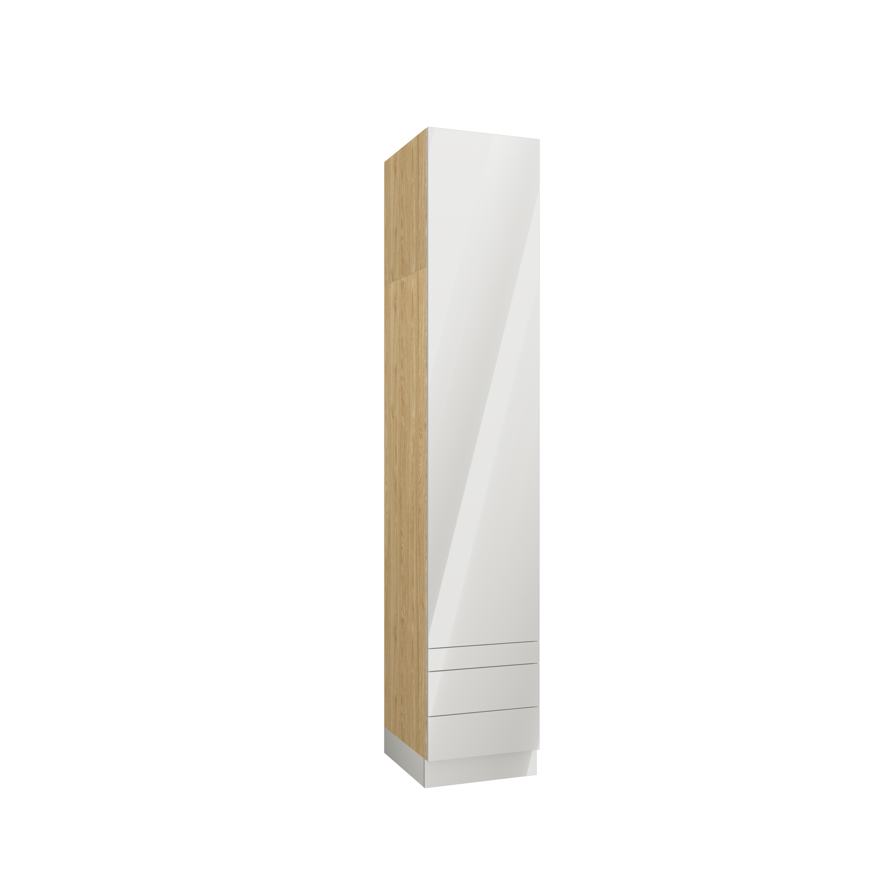 SLEEP VARIA 1D Wardrobe with Rail and Shelf 45 cm – Oiled Oak / White Gloss