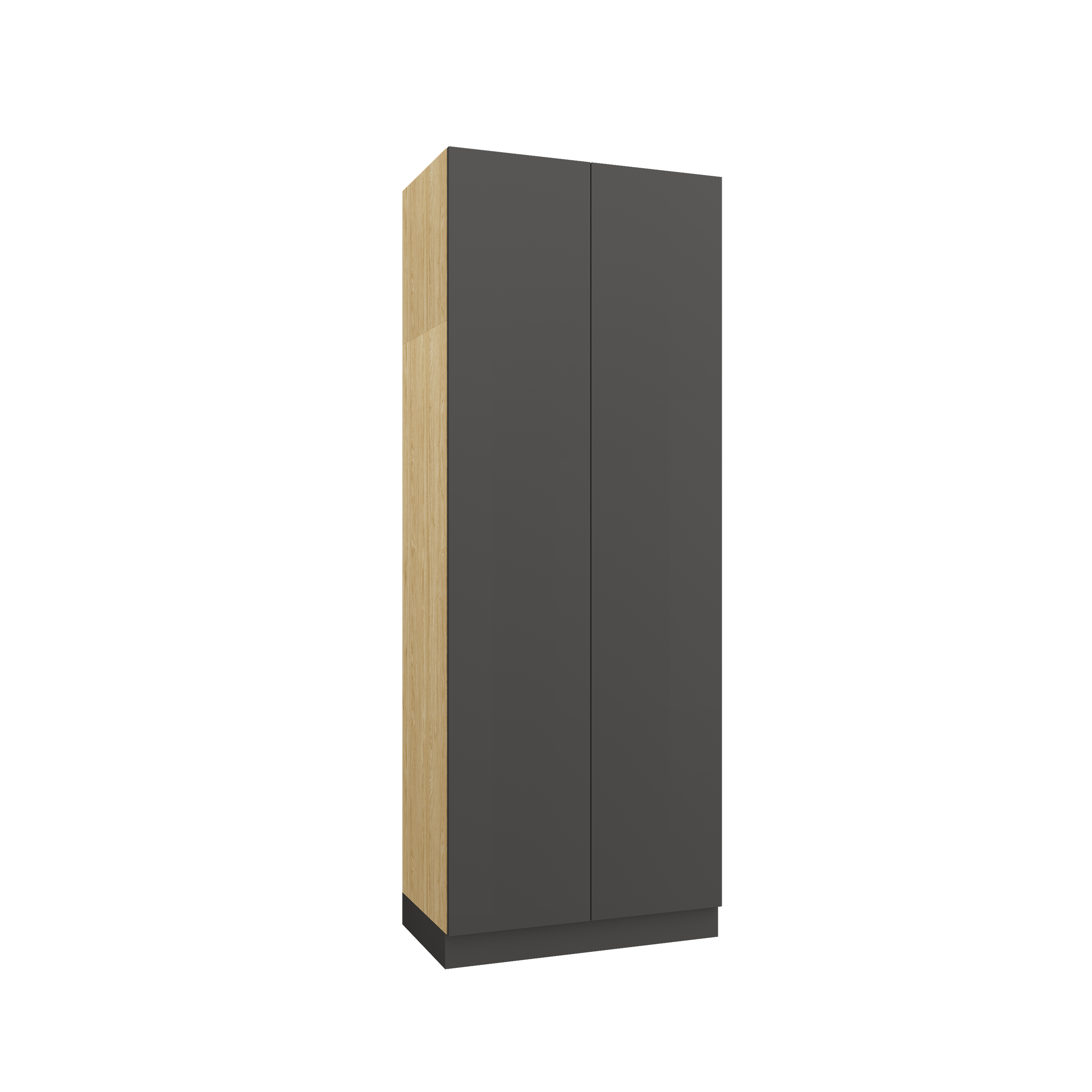 SLEEP VARIA 2-Door Wardrobe 90 cm with Shelves, Drawers, and Rail – Oiled Oak / Graphite