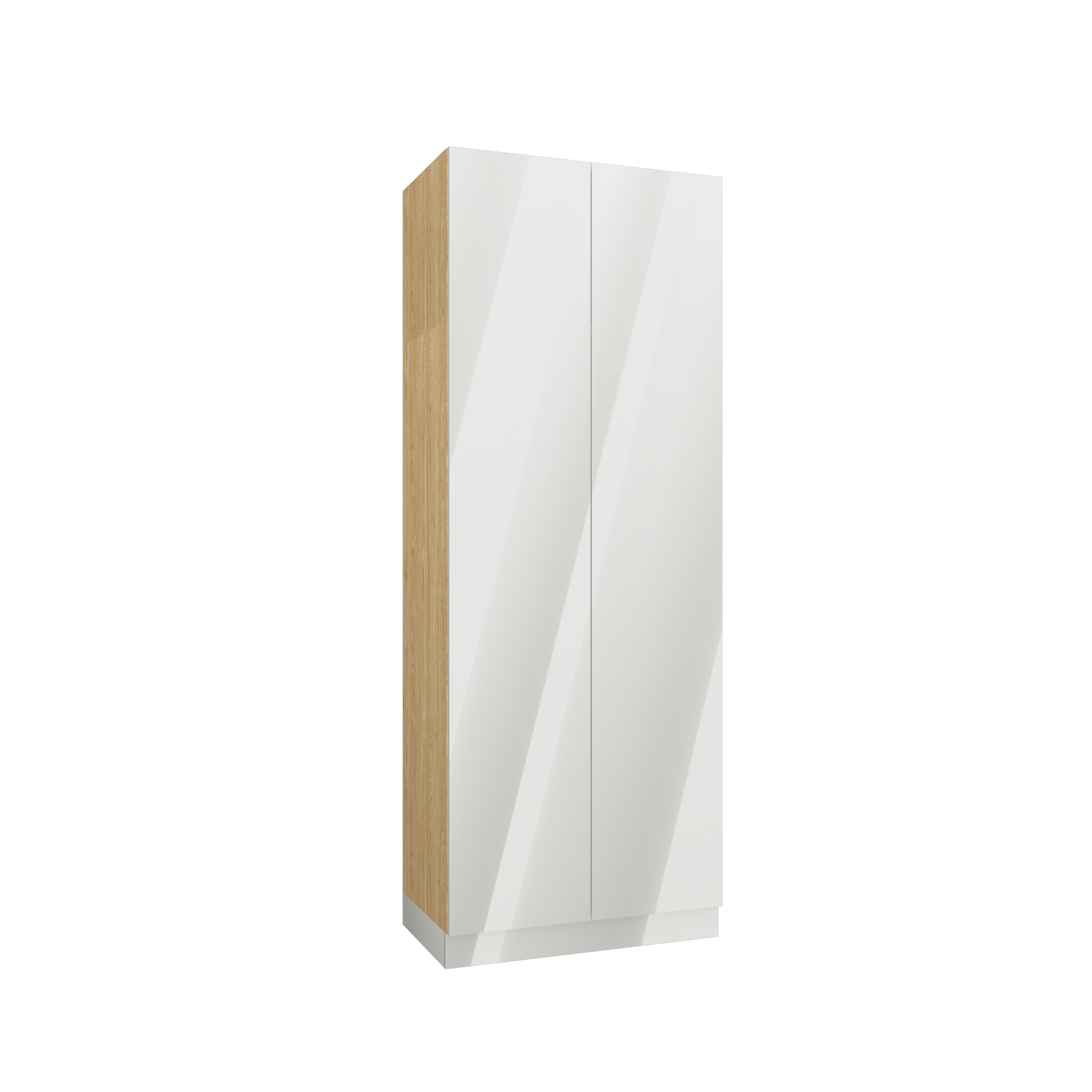 SLEEP VARIA 2-Door Wardrobe 90 cm with Shelves, Drawers, and Rail – Oiled Oak / White Gloss
