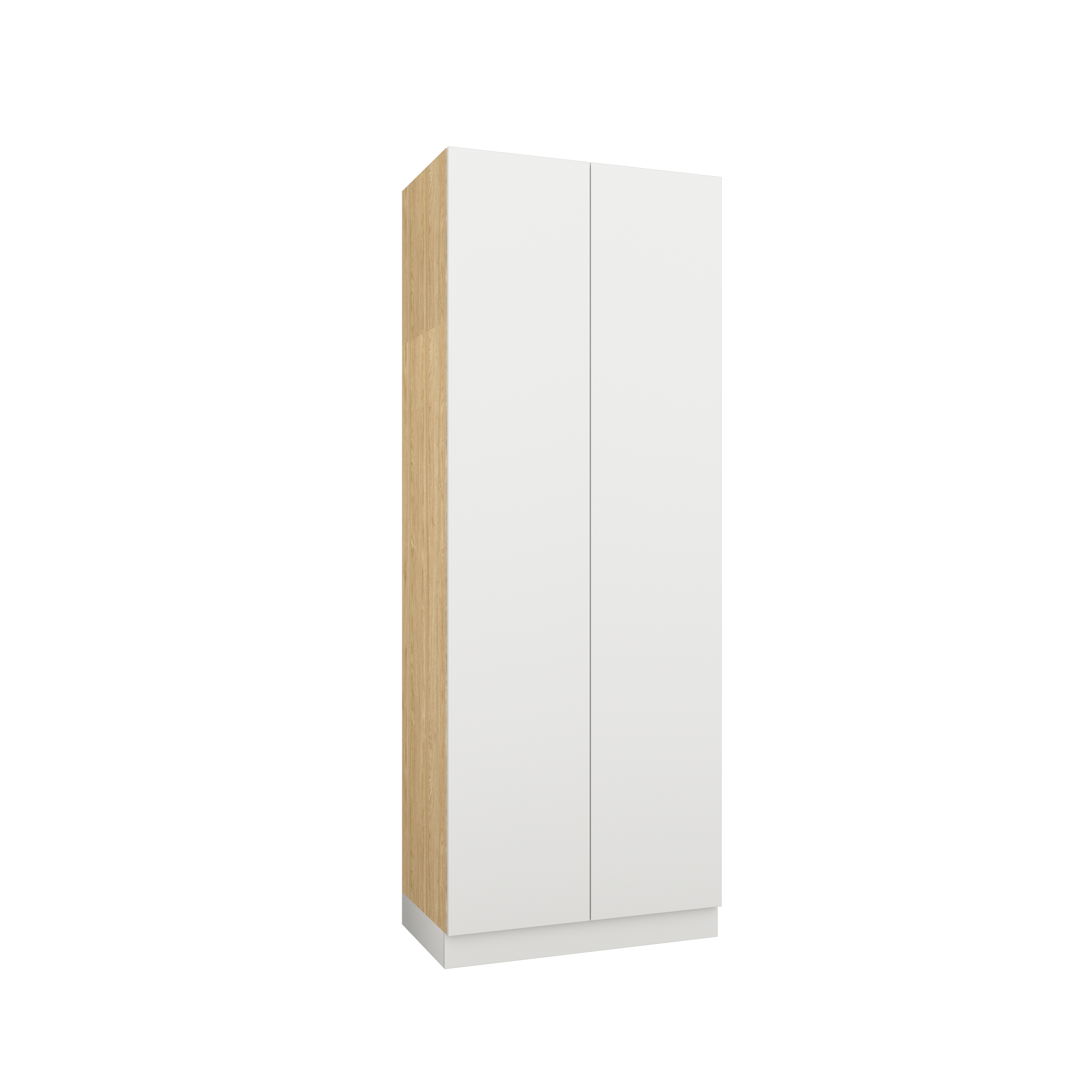 SLEEP VARIA 2-Door Wardrobe 90 cm with Shelves, Drawers, and Rail – Oiled Oak / White Matt