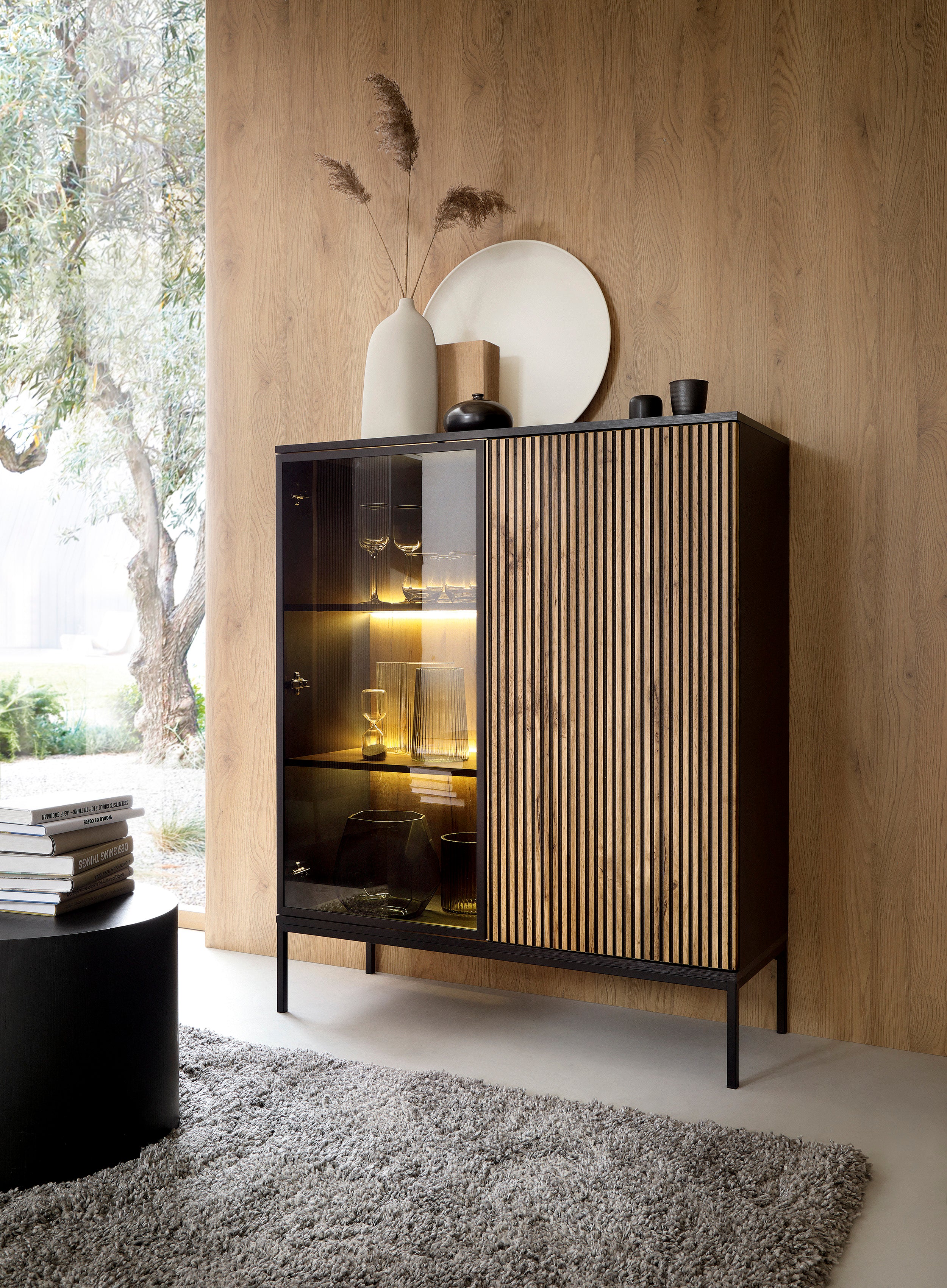 Sento Display Cabinet - Compact Elegance with Functional Design