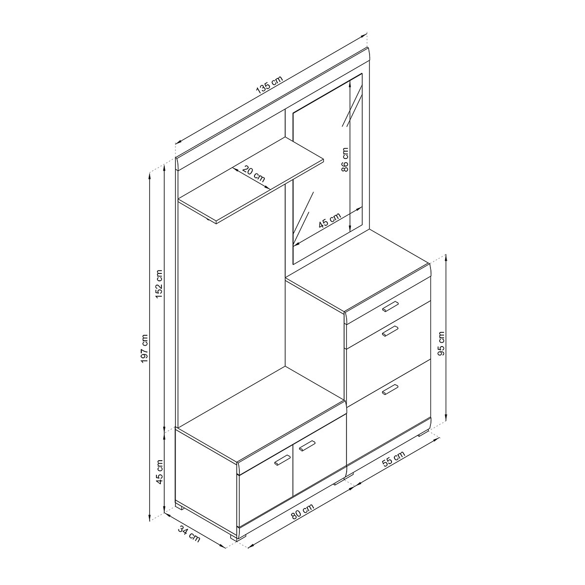 STELLA Wardrobe – White / Oak Riviera