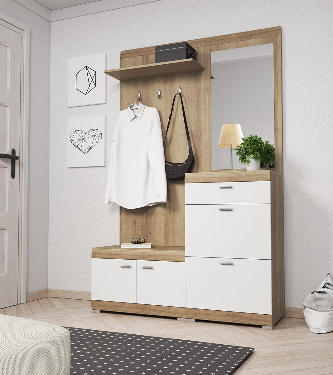 STELLA Wardrobe – White / Oak Riviera