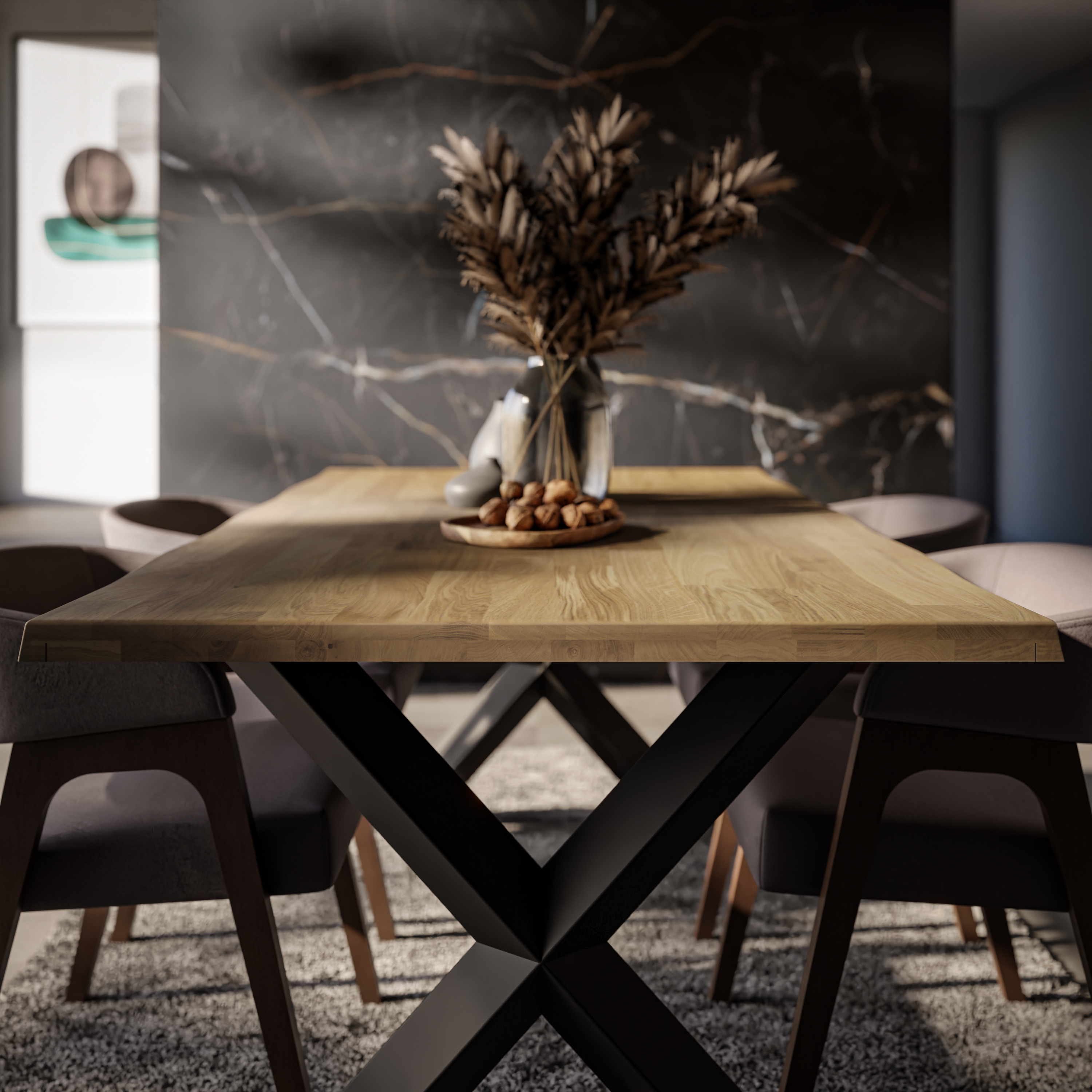 Round Extendable Dining Table LE MALMO FLOW 100 x 180 cm- Oiled oak